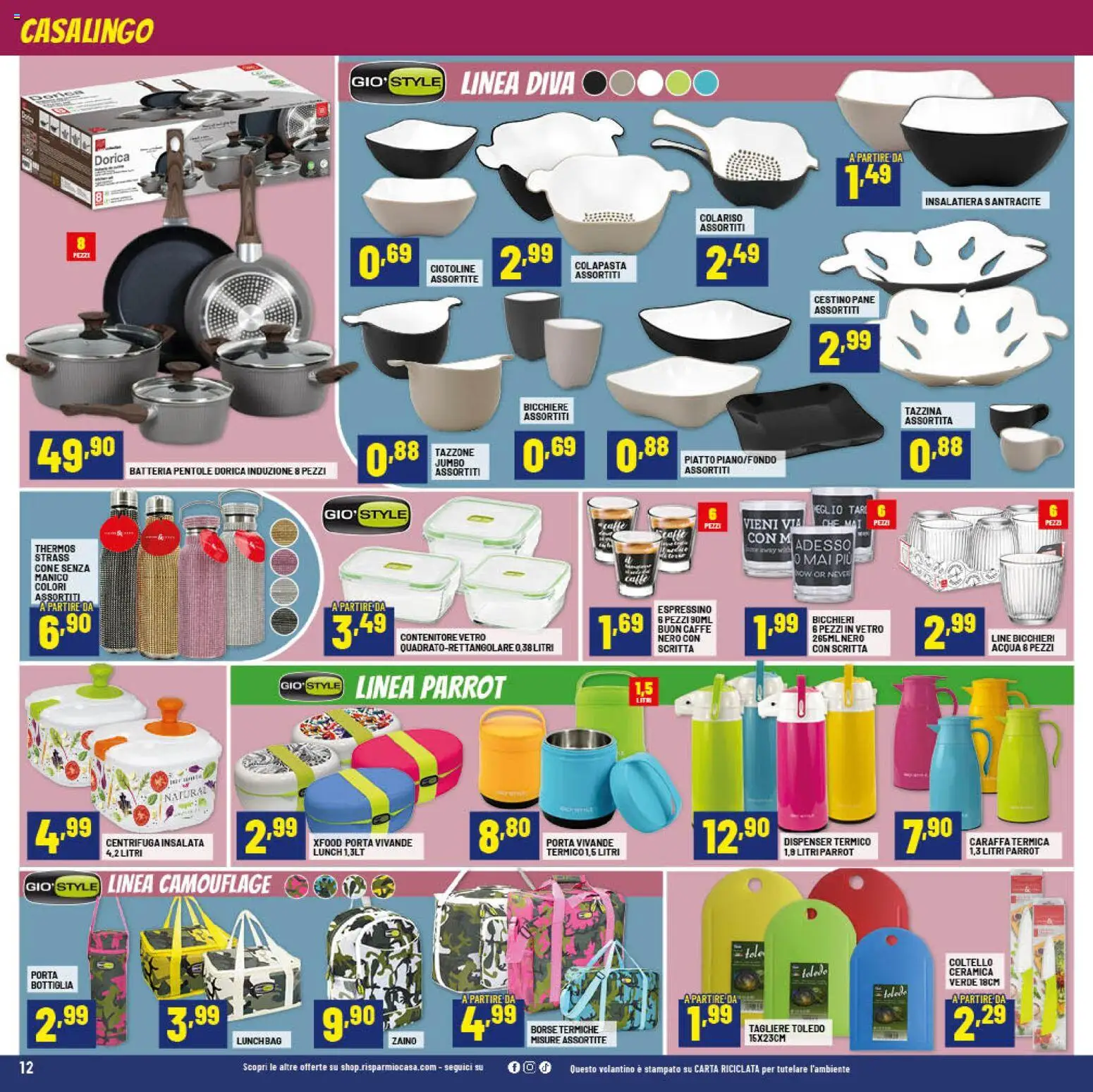 Volantino RisparmioCasa del 24.01.2026 | Pagina: 12 | Prodotti: Insalata, Acqua, Zaino, Batteria