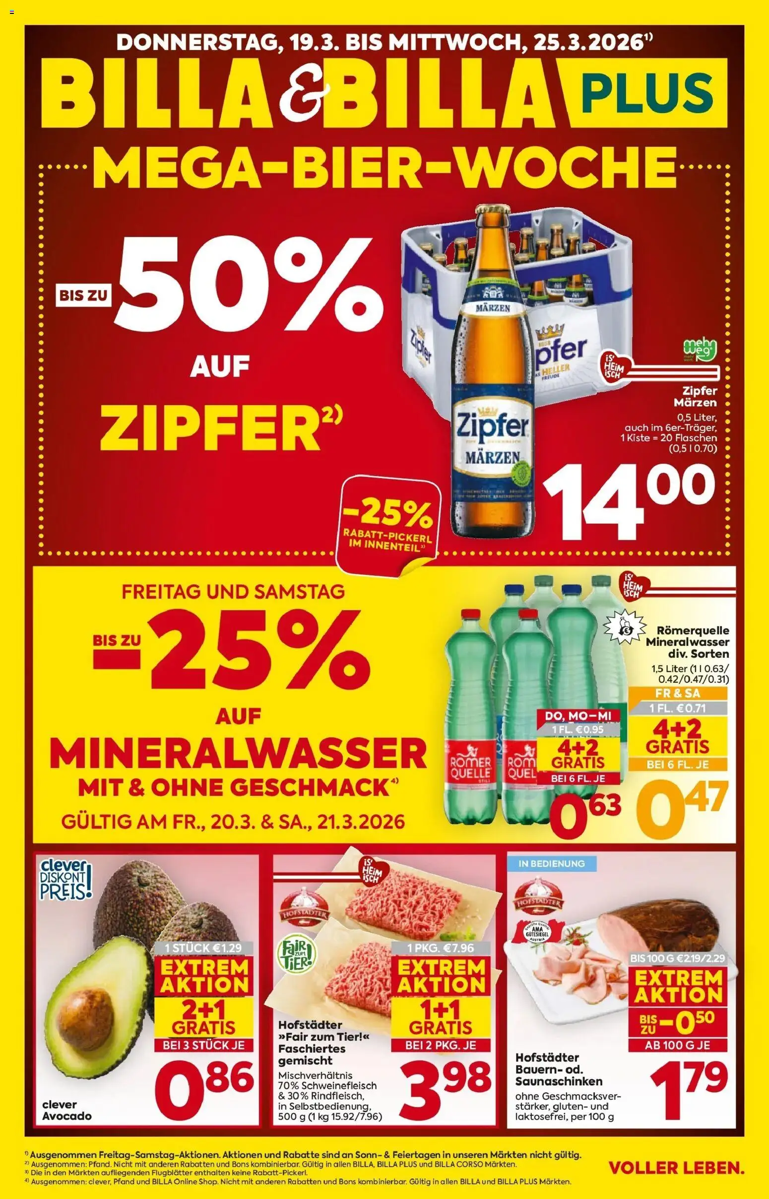 Billa Flugblatt - Kitzbuehel, Zell Am Ziller, Brixlegg gültig ab 19.03.2026 | Seite: 1 | Produkte: Avocado, Schweinefleisch