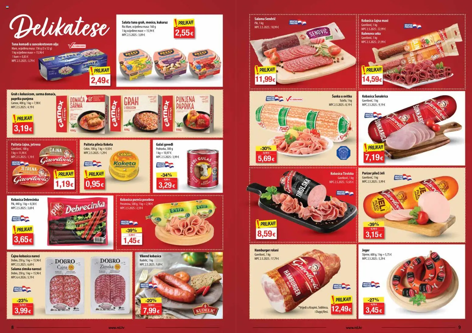 NTL katalog | vrijedi od 22.04.2026 | Stranica: 5 | Proizvodi: Šunka, Pašteta, Kobasica, Parizer