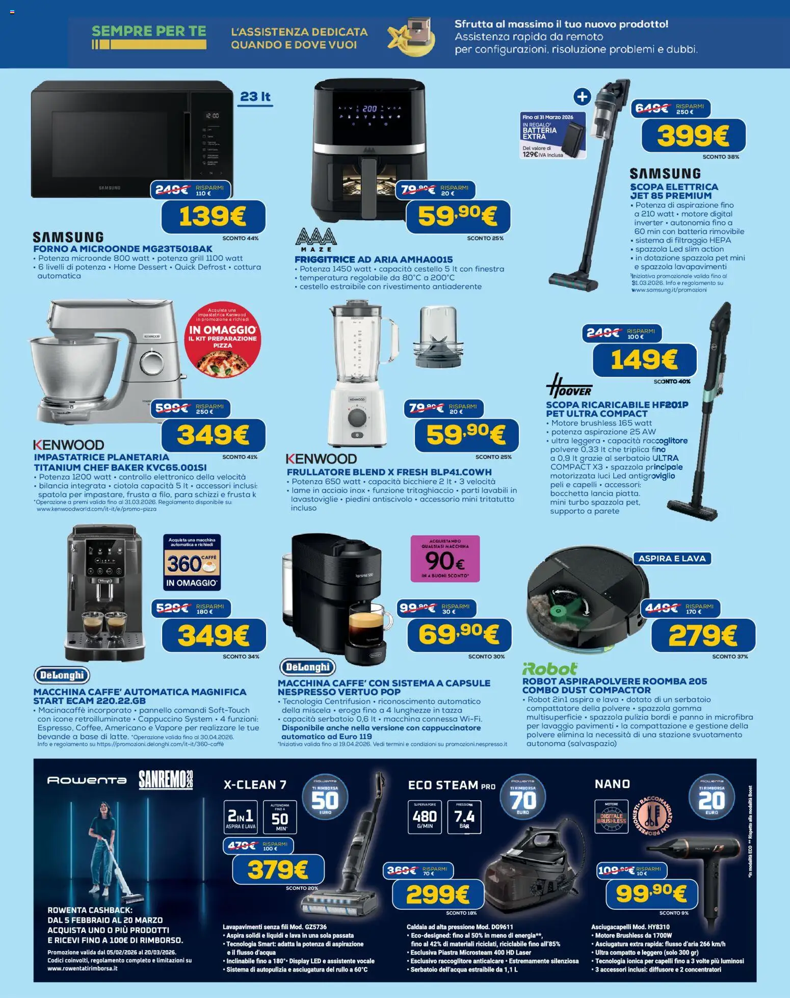 Volantino Euronics del 19.02.2026 | Pagina: 11 | Prodotti: Rullo, Tè, Robot aspirapolvere, Lavastoviglie