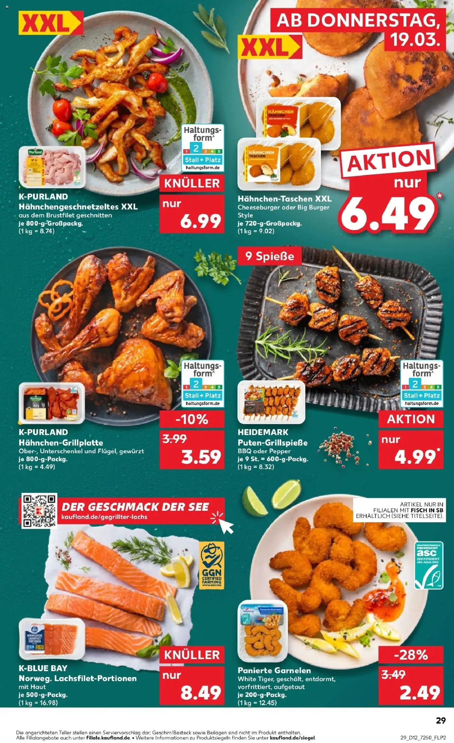 Kaufland Prospekt Nordhorn	 – gültig ab 19.03.2026 | Seite: 29 | Produkte: Hahnchen, Spieße, Garnelen, Fisch