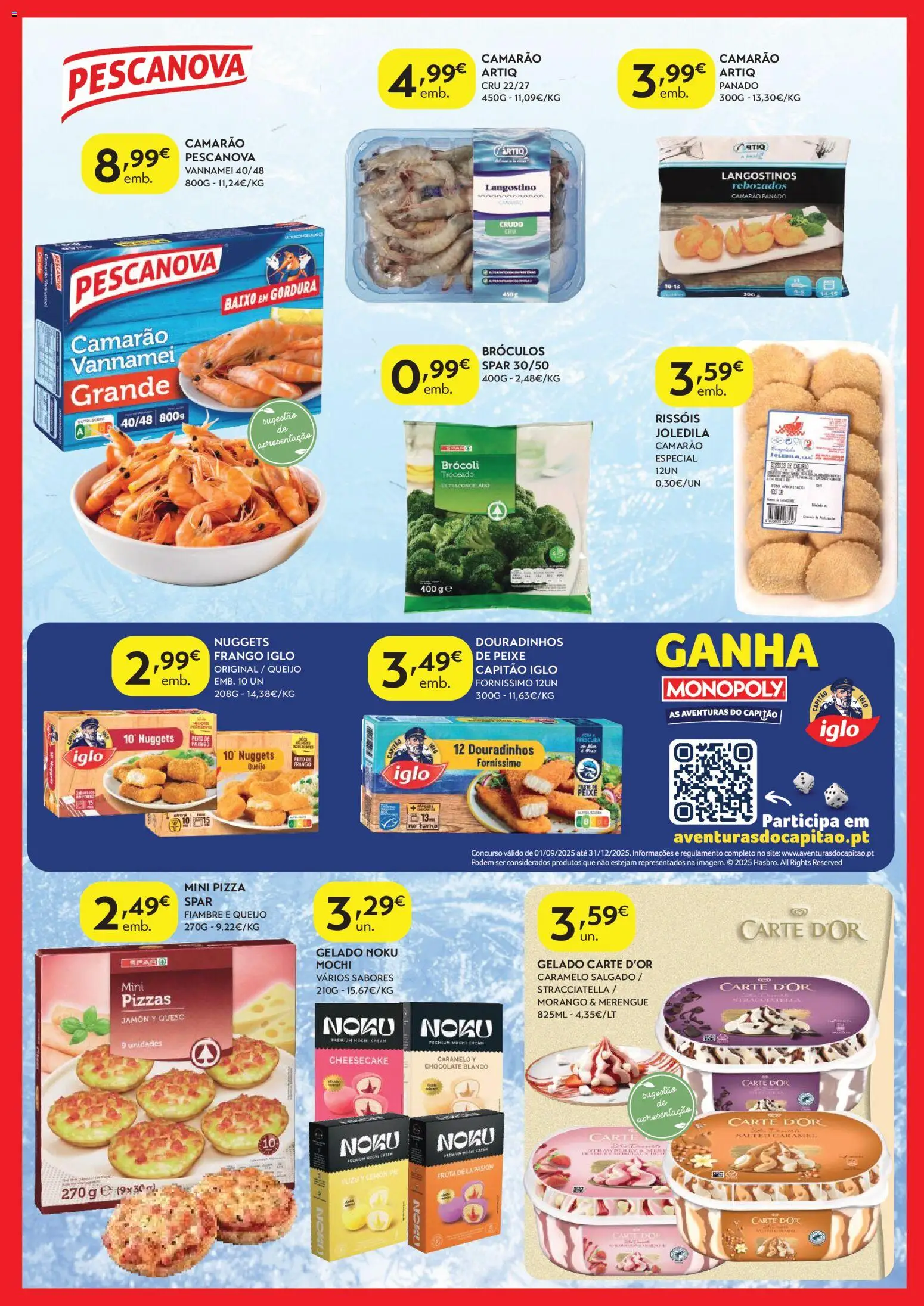Spar - folheto │ válido de 23.12.2025 | Página: 3 | Produtos: Camarão, Queijo, Chocolate, Peixe