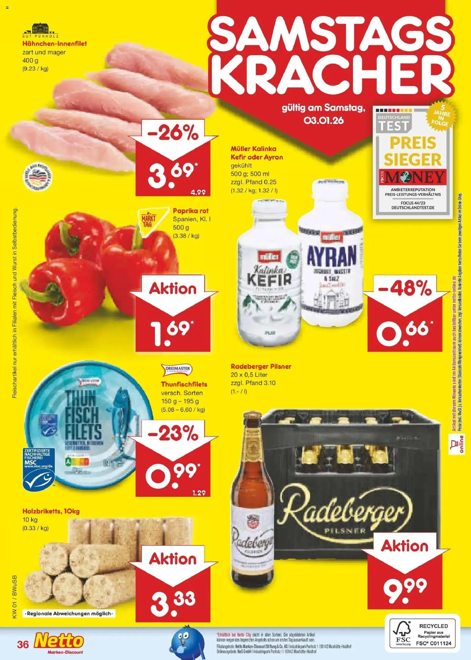 Netto Marken-Discount prospekt Stemwede-Dielingen	 – gültig ab 28.12.2025 | Seite: 50 | Produkte: Fisch, Paprika, Wurst, Radeberger pilsner