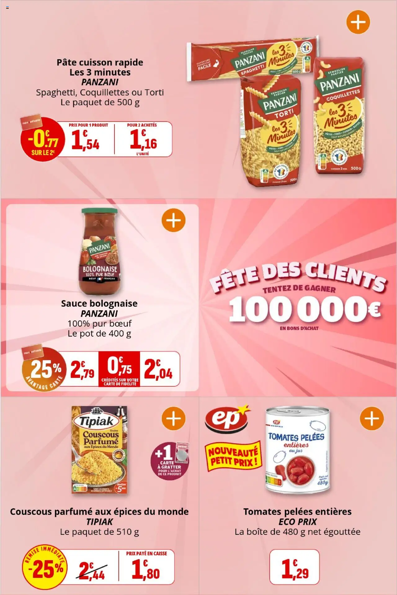 {H1} | Page: 18 | Produits: Spaghetti, Sauce bolognaise, Couscous, Coquillettes