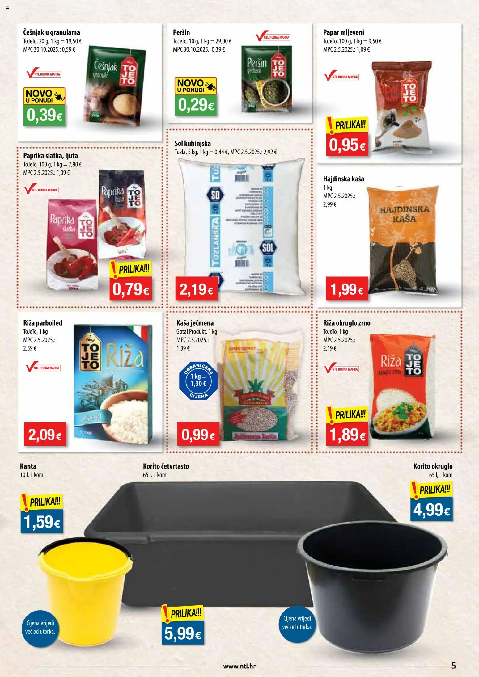 NTL katalog | vrijedi od 19.11.2025 | Stranica: 5 | Proizvodi: Riža, Sol, Papar, Peršin