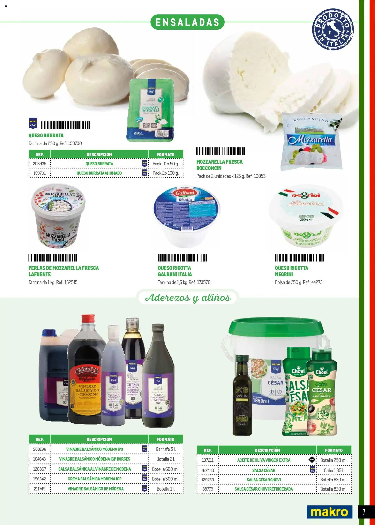 Makro Restaurantes italianos Norte │ válido desde el 27.03.2026 | Página: 7 | Productos: Crema, Aceite de oliva, Aceite de oliva virgen extra, Bolsa