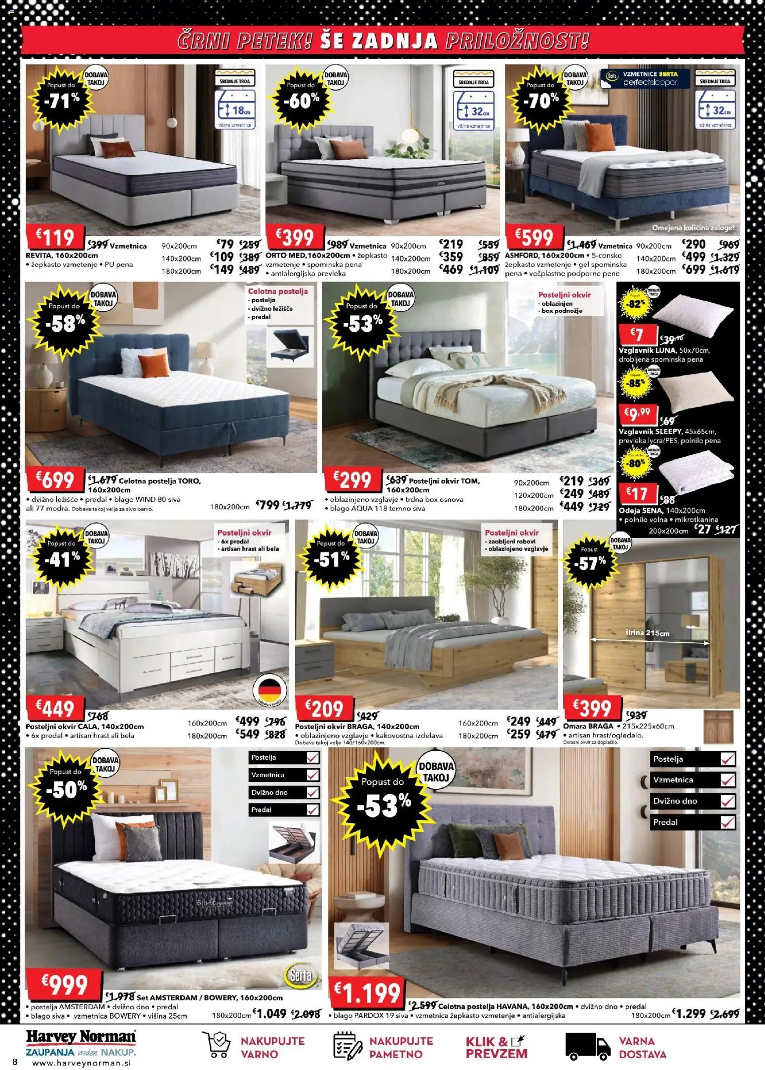 Novi Harvey Norman katalog ponudbe – veljaven od 26.11.2025 | Stran: 8 | Izdelki: Okvir, Vzglavnik, Odeja, Omara