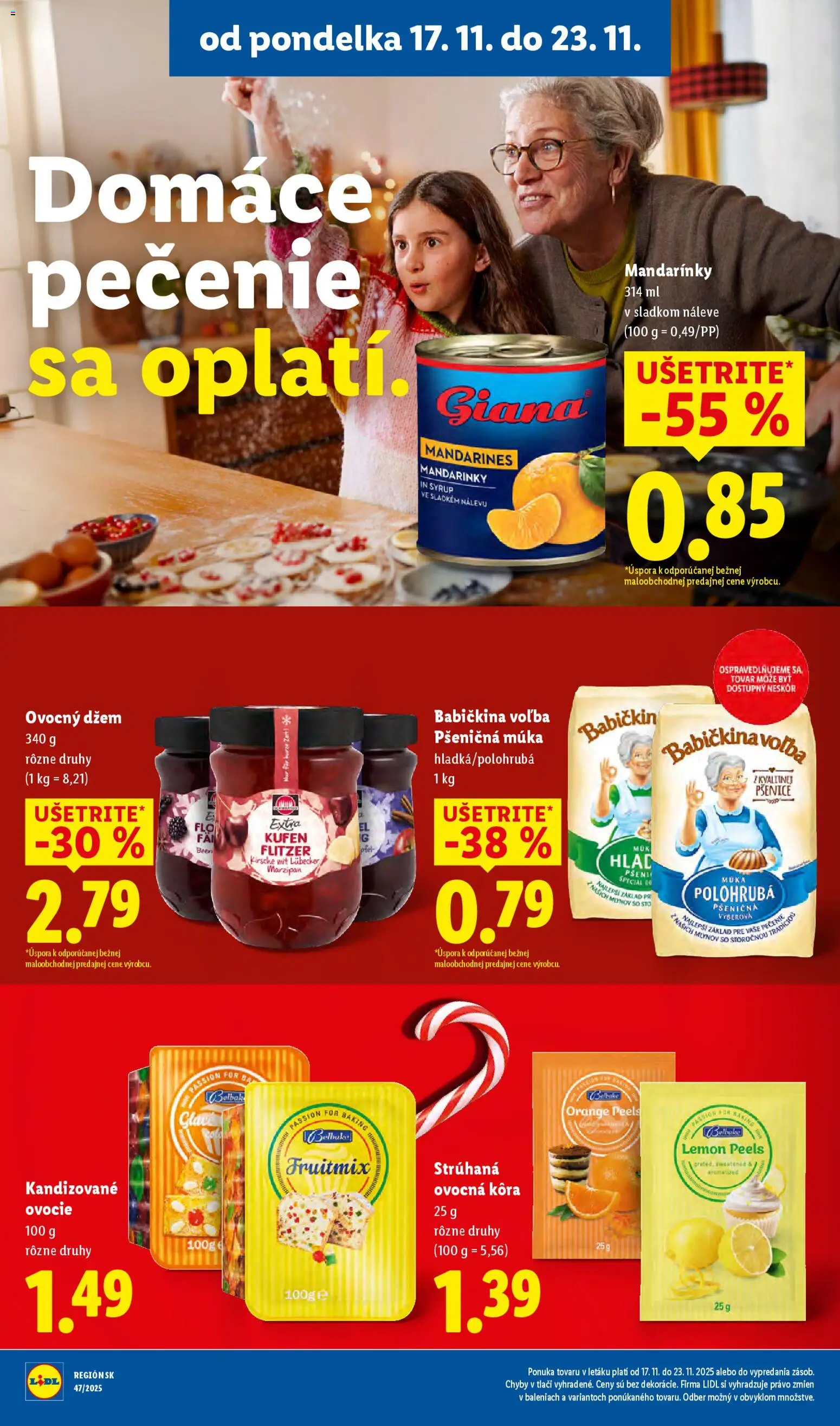 Nové Lidl akcie – leták je platný od 20.11.2025 | Strana: 64 | Produkty: Pšeničná múka, Mandarinky, Múka, Ovocie