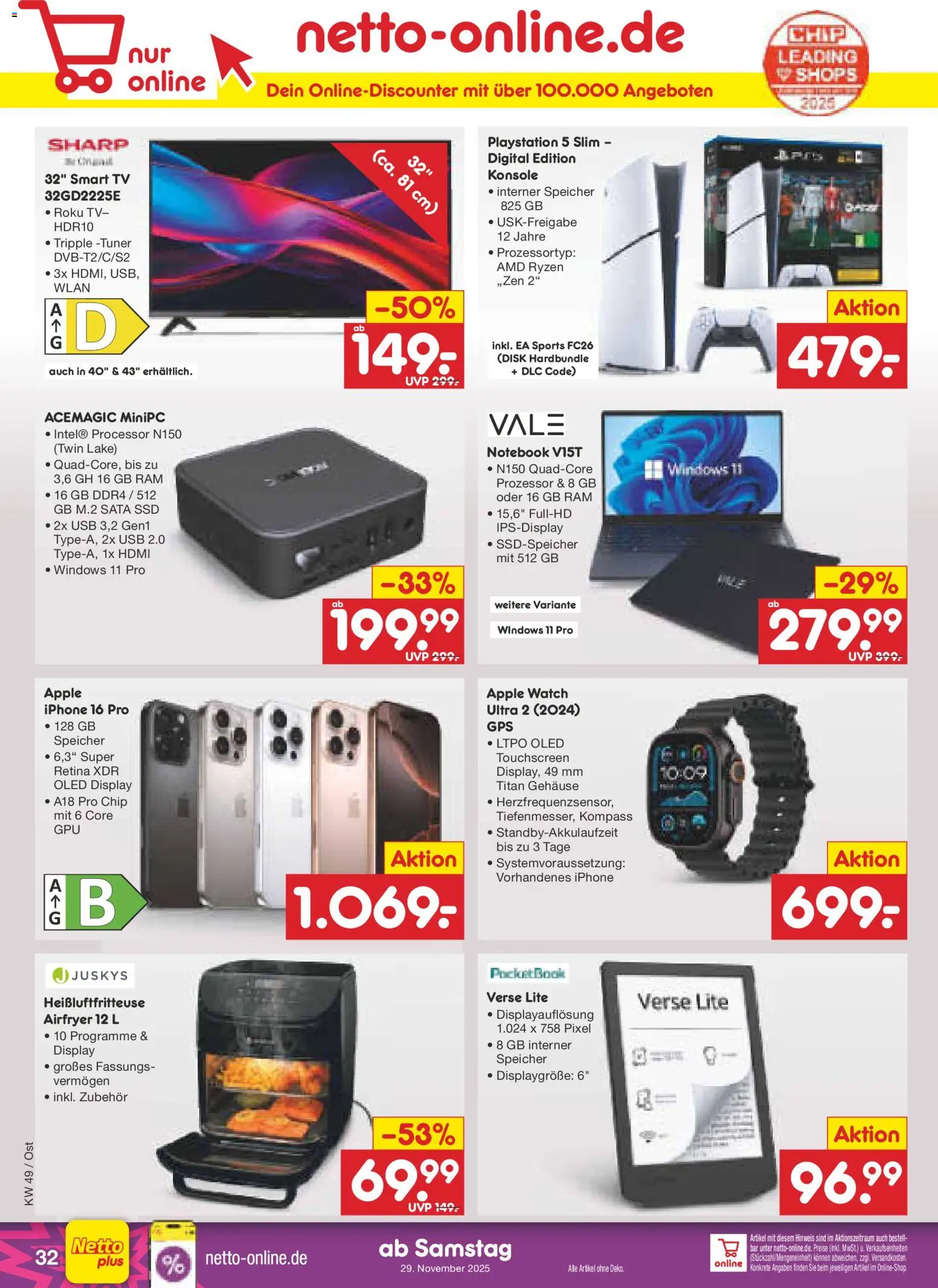 Netto Marken-Discount Prospekt 	 – gültig ab 01.12.2025 | Seite: 34 | Produkte: Playstation, USB, Apple, TV