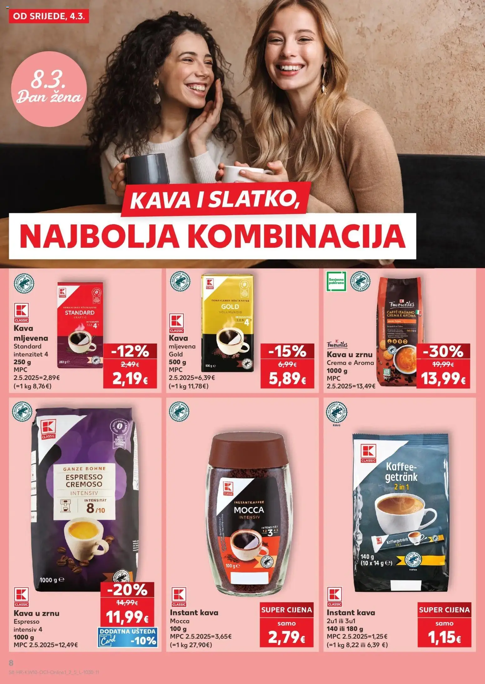Kaufland katalog | vrijedi od 04.03.2026 | Stranica: 8 | Proizvodi: Mljevena kava, Kava u zrnu, Kava