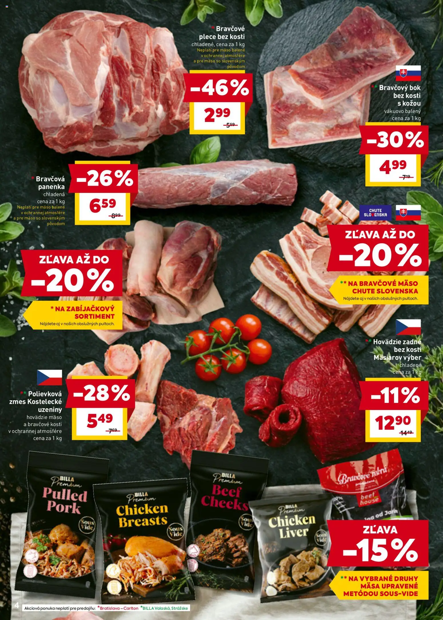 Nové Billa akcie – leták je platný od 11.03.2026 | Strana: 6 | Produkty: Hovädzie mäso, Bravčové plece, Bravčové mäso