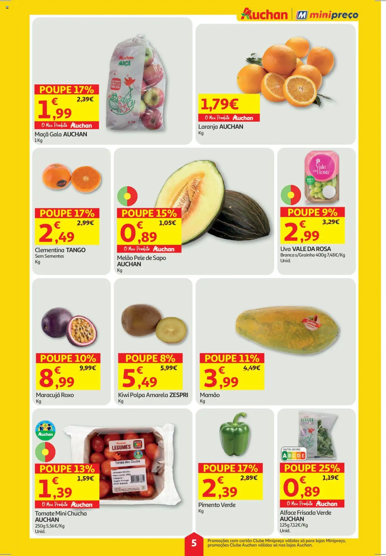 Minipreço folheto │ válido de 21.08.2025 | Página: 5 | Produtos: Tomate, Melão, Kiwi, Mamão