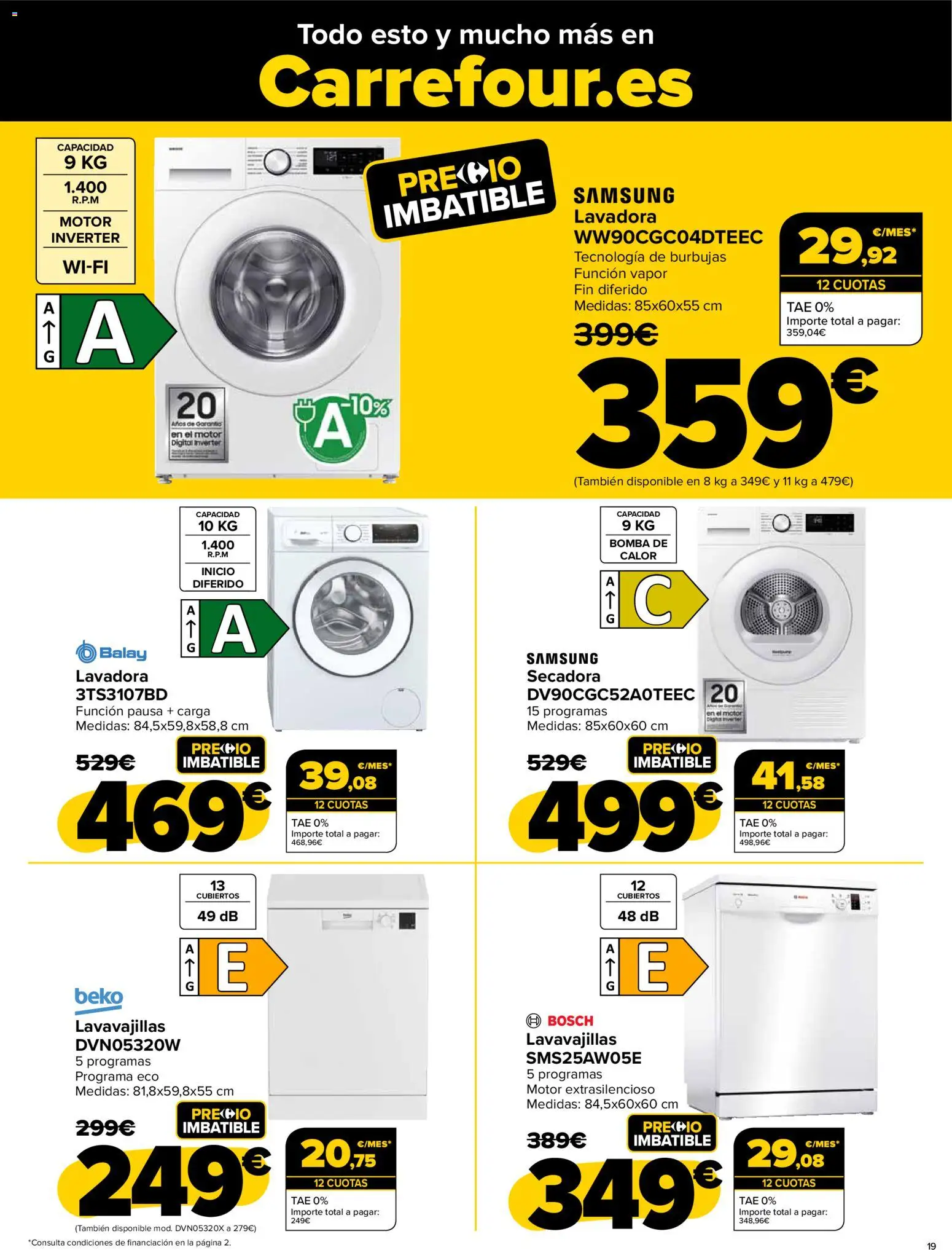 Carrefour - Black Friday │ válido desde el 20.11.2025 | Página: 19 | Productos: Lavadora, Secadora, Lavavajillas