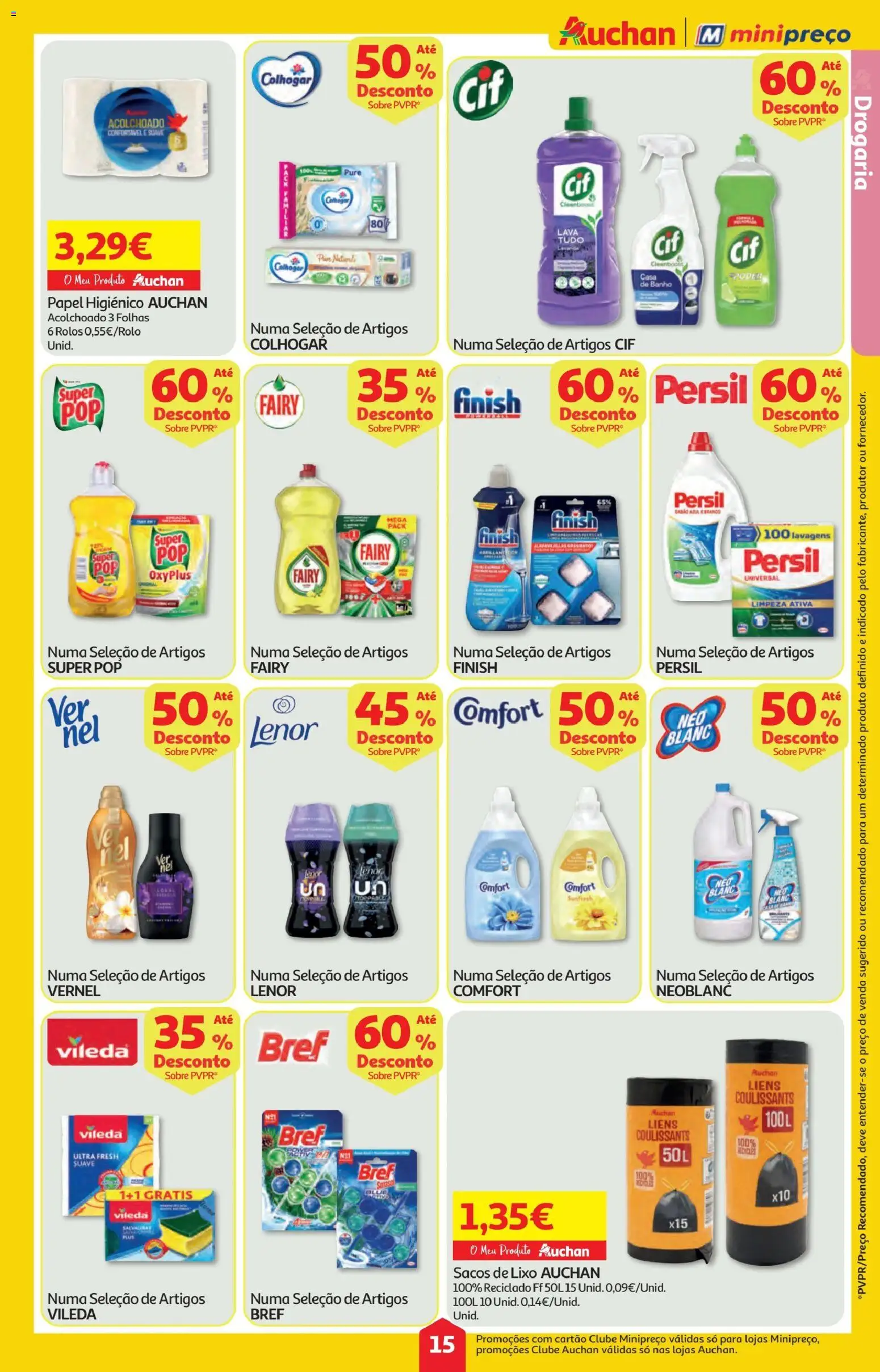 Minipreço folheto │ válido de 12.02.2026 | Página: 15 | Produtos: Papel higiénico, Frango, Banho, Persil