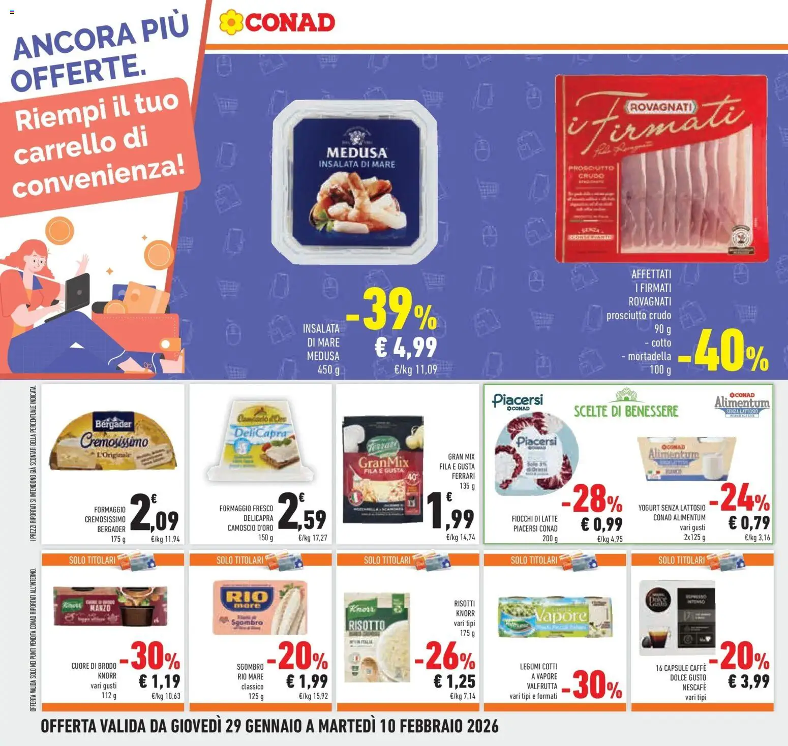 Volantino Conad del 29.01.2026 | Pagina: 26 | Prodotti: Manzo, Insalata, Prosciutto, Sgombro