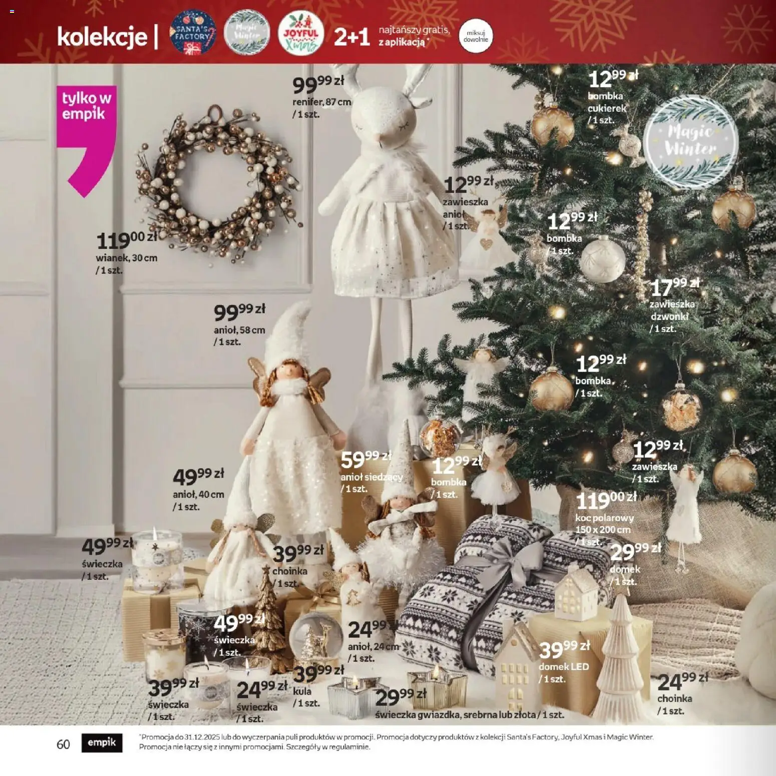 Empik promocje - Xmas Zabawki2 od 10.12.2025 | Strona: 60 | Produkty: Choinka, Koc