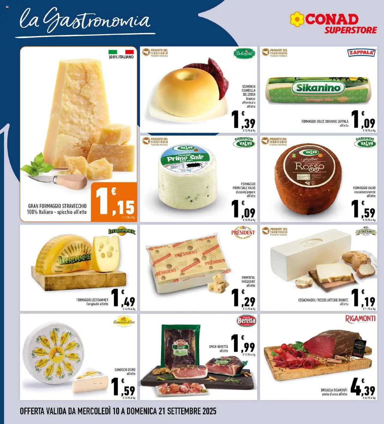 Volantino Conad del 10.09.2025 | Pagina: 8 | Prodotti: Speck, Sale, Formaggio, Emmental