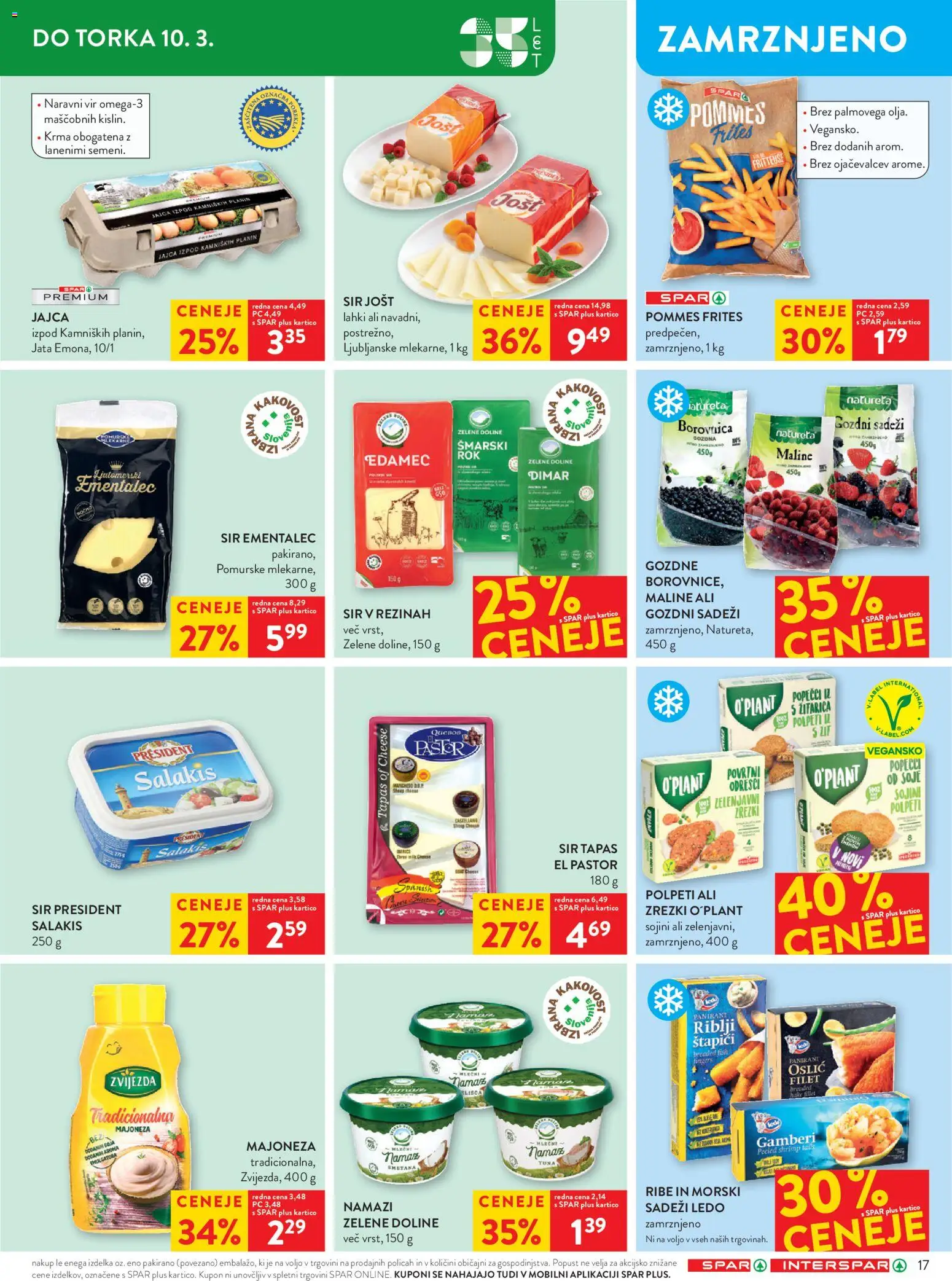 Novi Spar katalog ponudbe – veljaven od 04.03.2026 | Stran: 19 | Izdelki: Namaz, Sir, Zrezki, Ribe