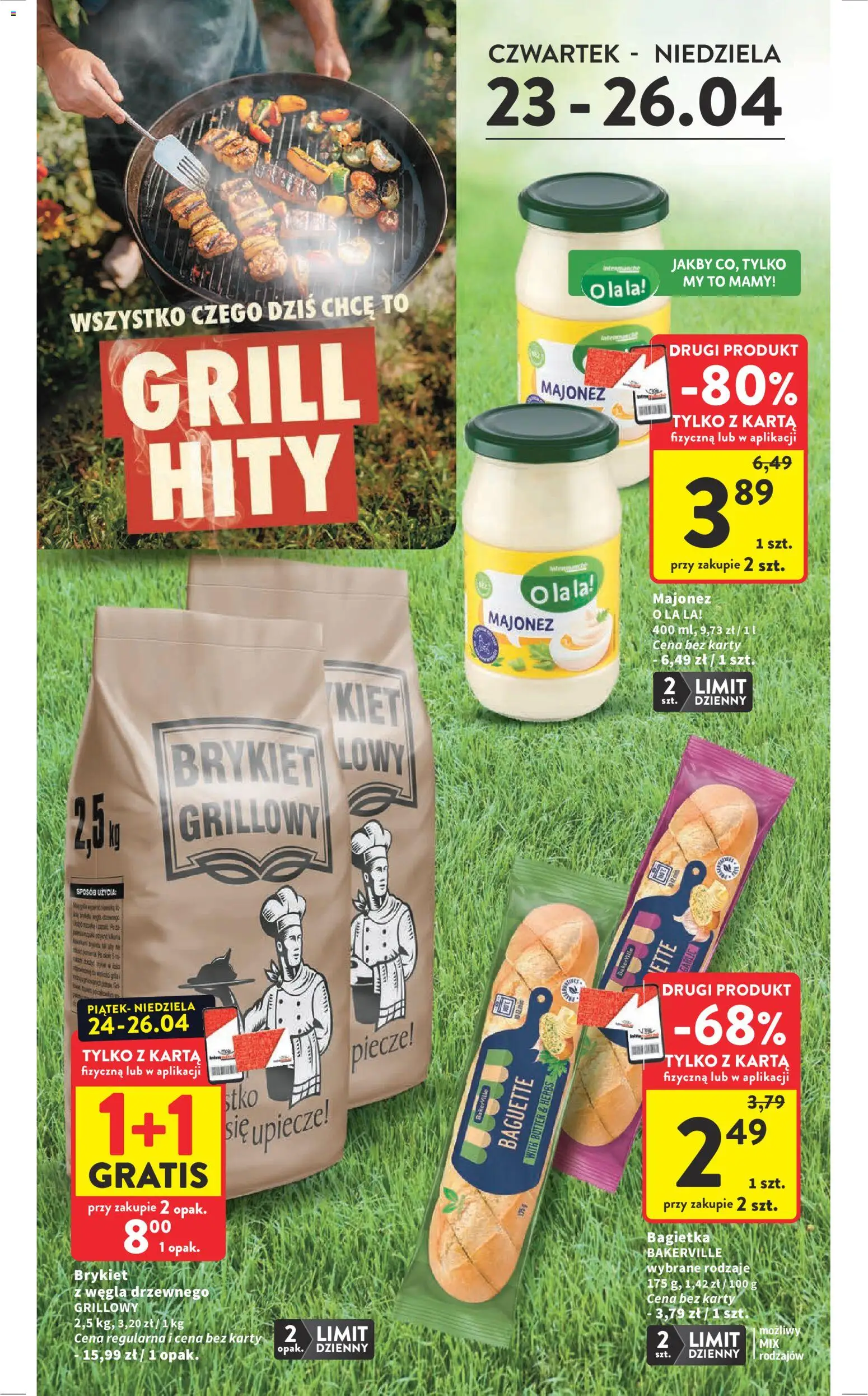 Intermarche gazetka od 23.04.2026 | Strona: 4 | Produkty: Karta, Grill, Bagietka, Majonez