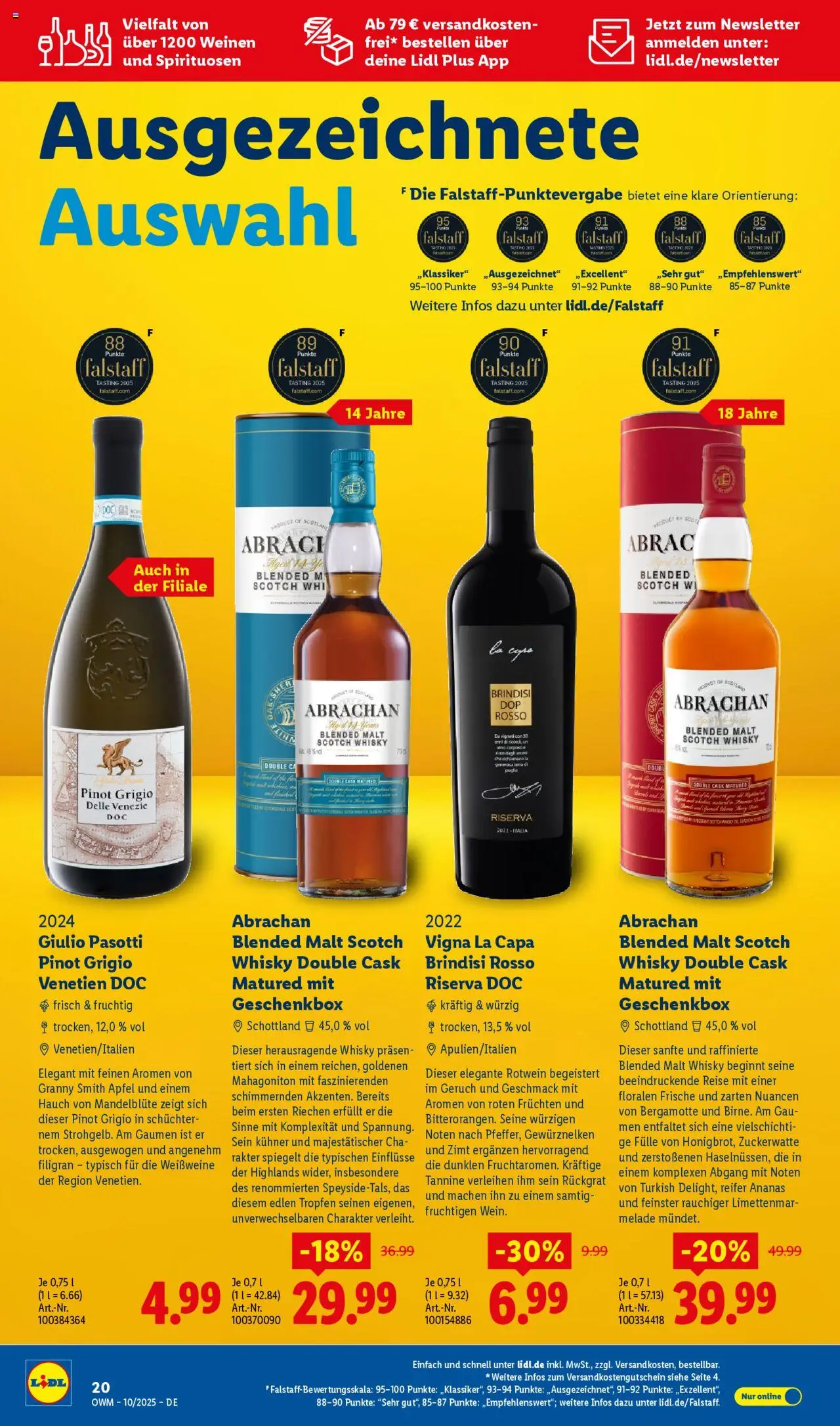 Lidl Wein & Spirituosen im Onlineshop – gültig ab 01.10.2025 | Seite: 20 | Produkte: Whisky, Rotwein, Äpfel, Ananas