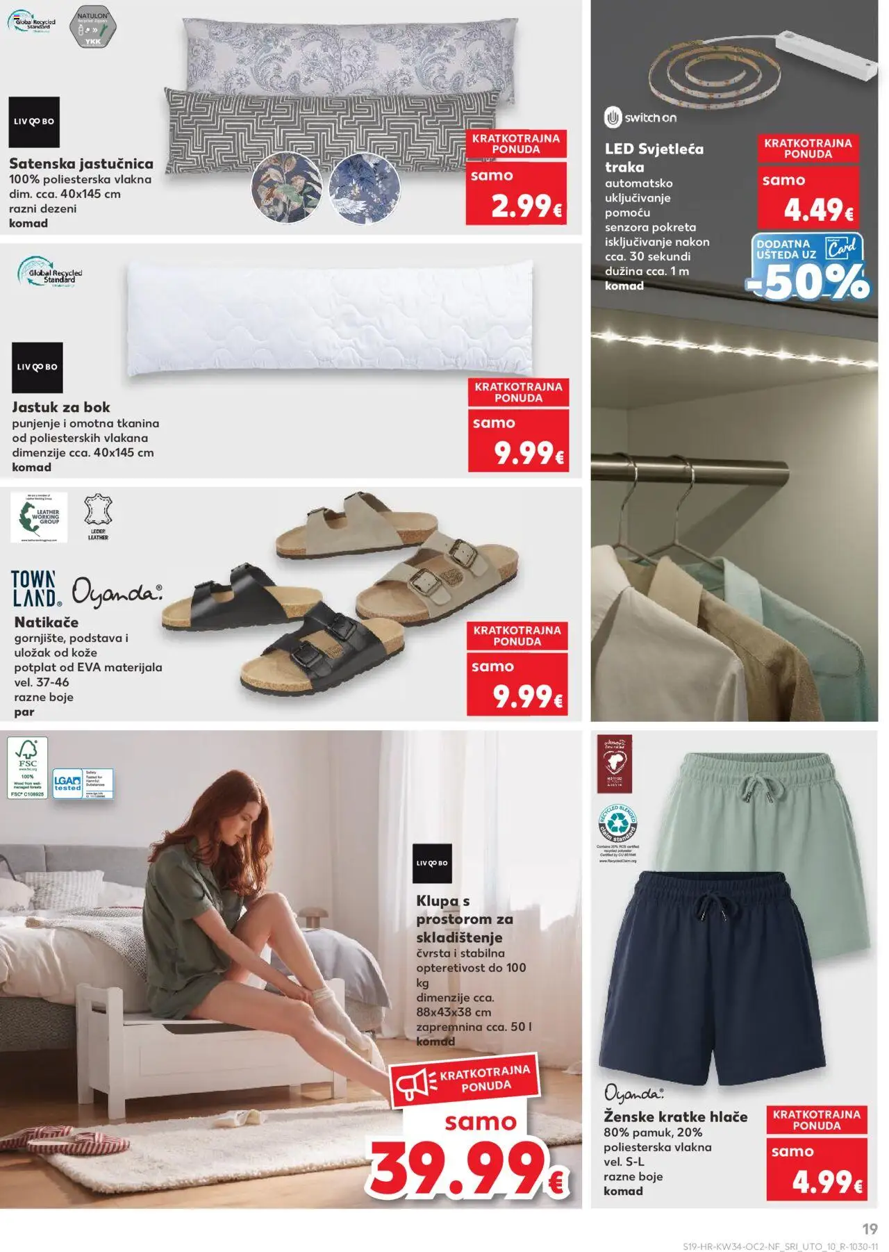 Kaufland katalog | vrijedi od 20.08.2025 | Stranica: 19 | Proizvodi: Natikače, Hlače, Kratke hlače, Jastučnica