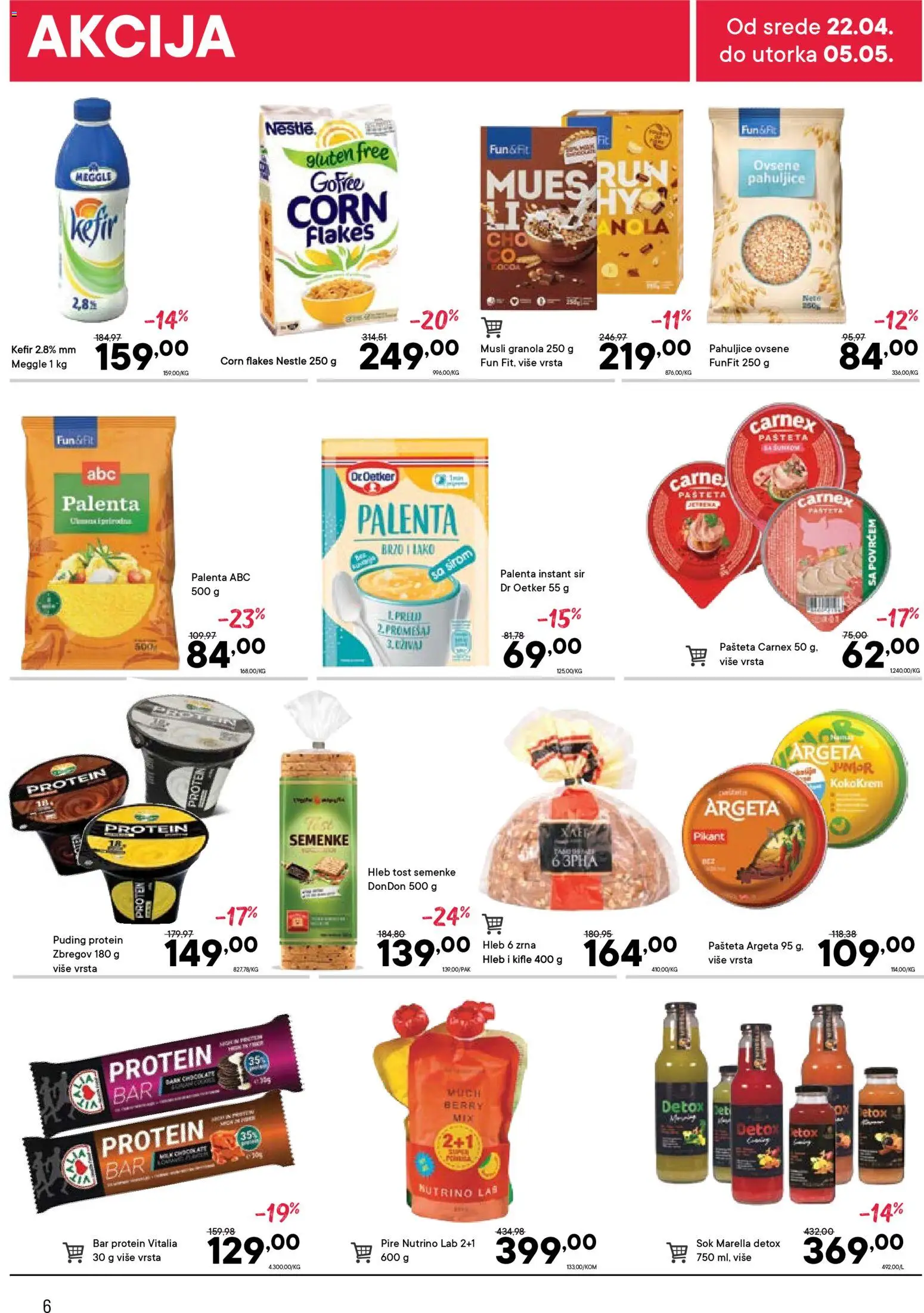 PerSu katalog - važi od 22.04.2026 | Strana: 6 | Proizvode: Pahuljice, Granola, Sir, Hleb