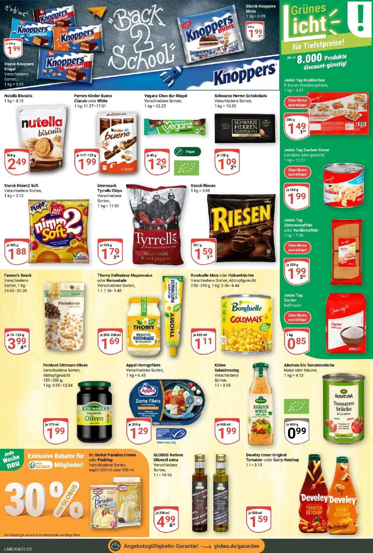 Globus prospekt Limburg	 - gültig ab dem 28.07.2025 | Seite: 16 | Produkte: Mayonnaise, Zucker, Knoppers, Chips