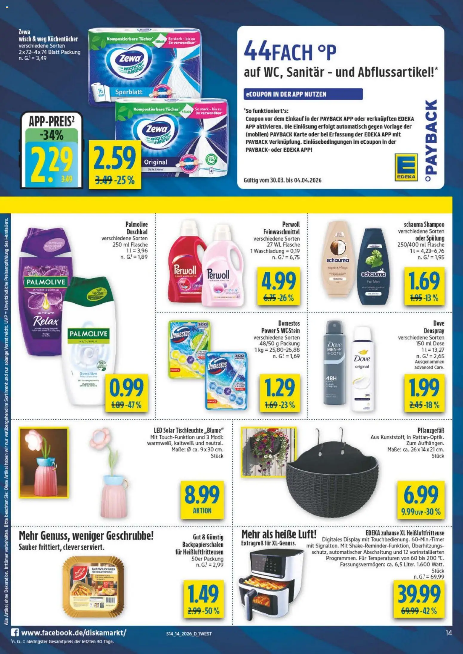 Diska - Diska Angebote Bayern KW14 – gültig ab 30.03.2026 | Seite: 14 | Produkte: Schauma shampoo, Shampoo, Deospray, Heißluftfritteuse