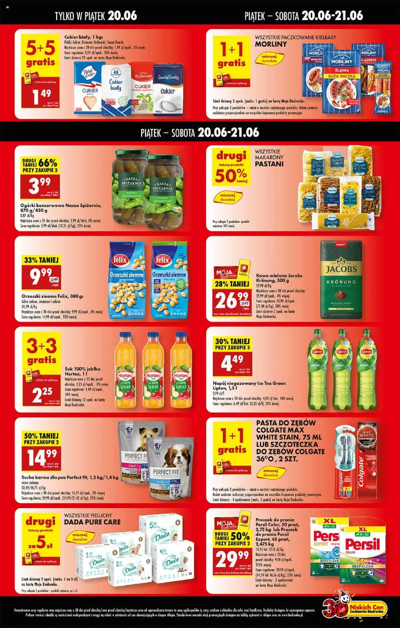 Biedronka gazetka - Tani weekend od 20.06.2025 | Strona: 2 | Produkty: Pieluchy Dada, Persil, Cukier biały, Orzeszki ziemne