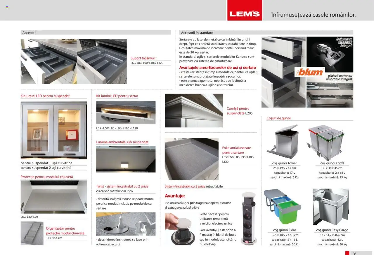 Lem’s catalog - Bucătăria Karisma – valabil de la 17.11.2023 | Pagină: 9 | Produse: Prize, Coș, Chiuvetă, Ușă
