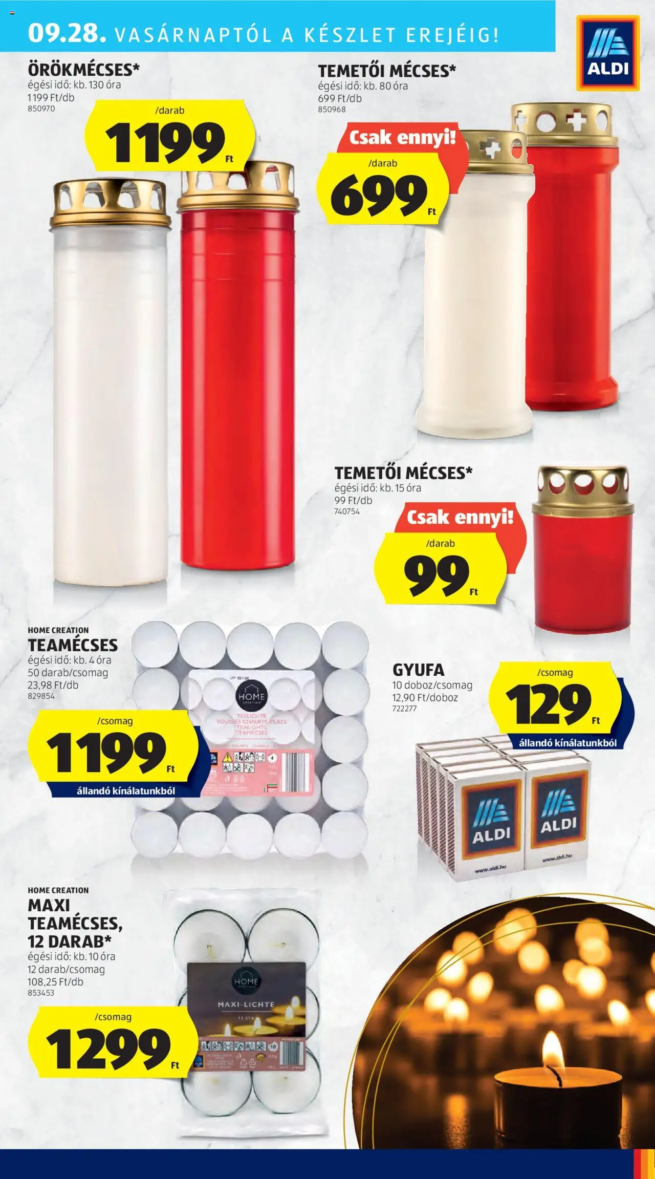 Aldi akciós ujság - amely érvényes a következő dátumtól: 25.09.2025 | Oldal: 39 | Termékek: Teamécses, Óra