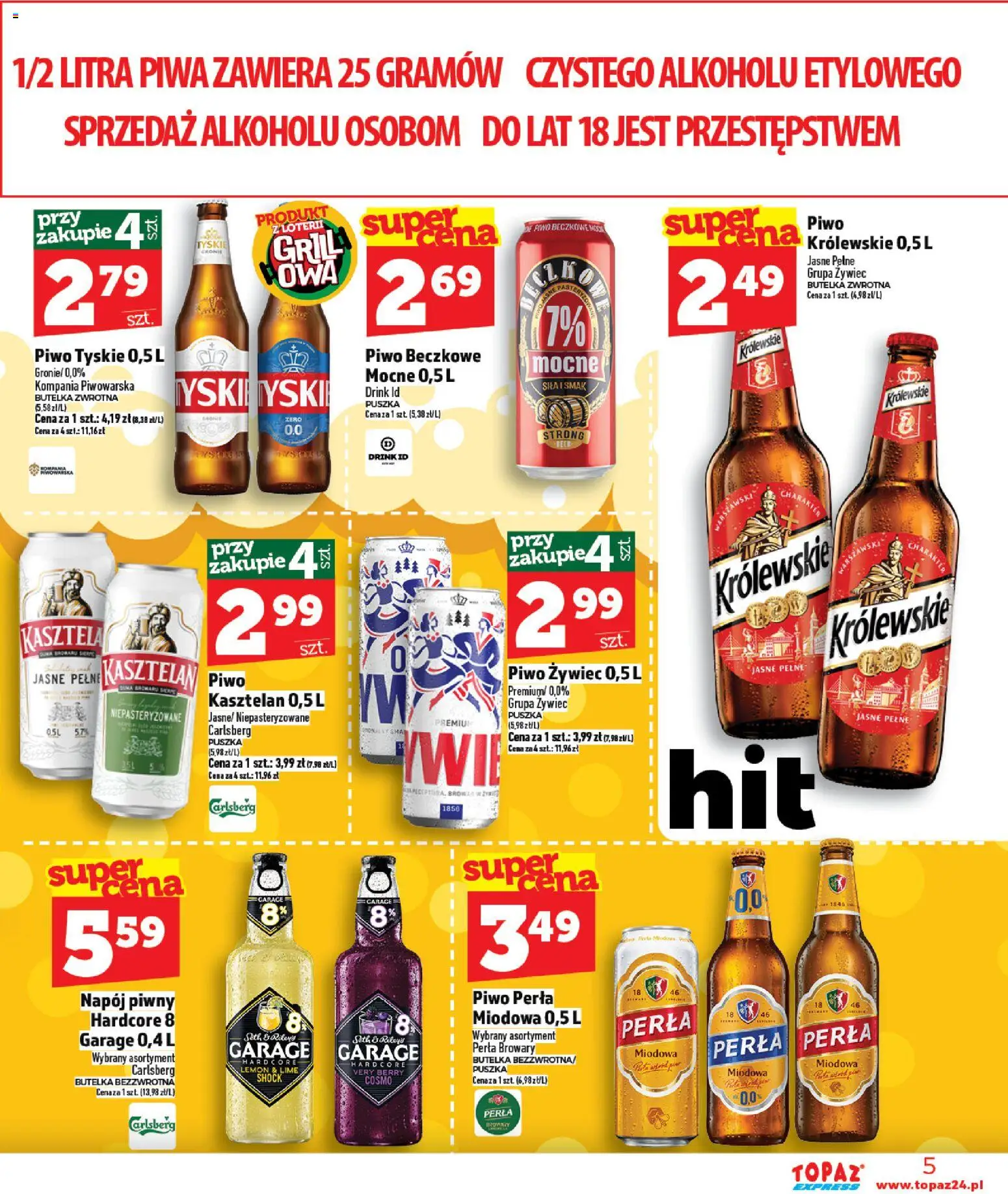 Topaz gazetka - Express od 23.04.2026 | Strona: 5 | Produkty: Piwo perła, Tyskie, Piwo