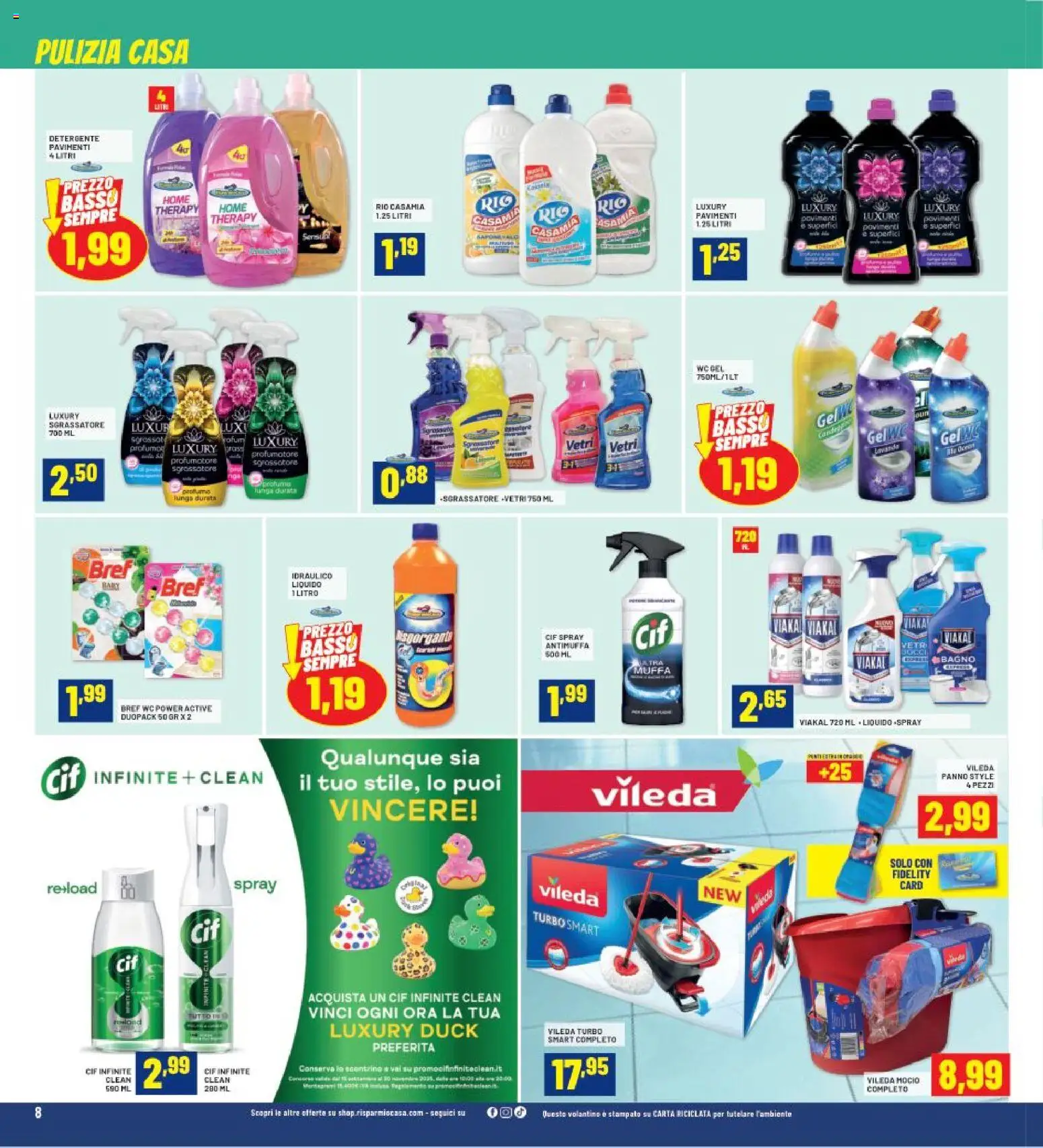 Volantino RisparmioCasa del 23.10.2025 | Pagina: 8 | Prodotti: Detergente, Mocio, Lavanda, Bagno