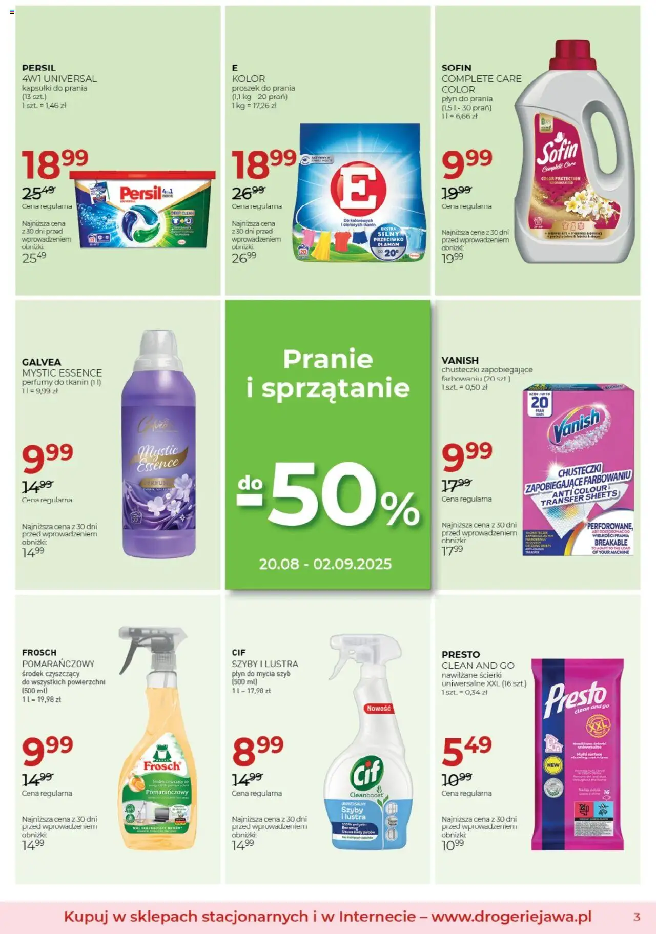 Jawa Gazetka od 04.08.2025 | Strona: 3 | Produkty: Płyn do mycia szyb, Persil, Perfumy, Kapsułki do prania