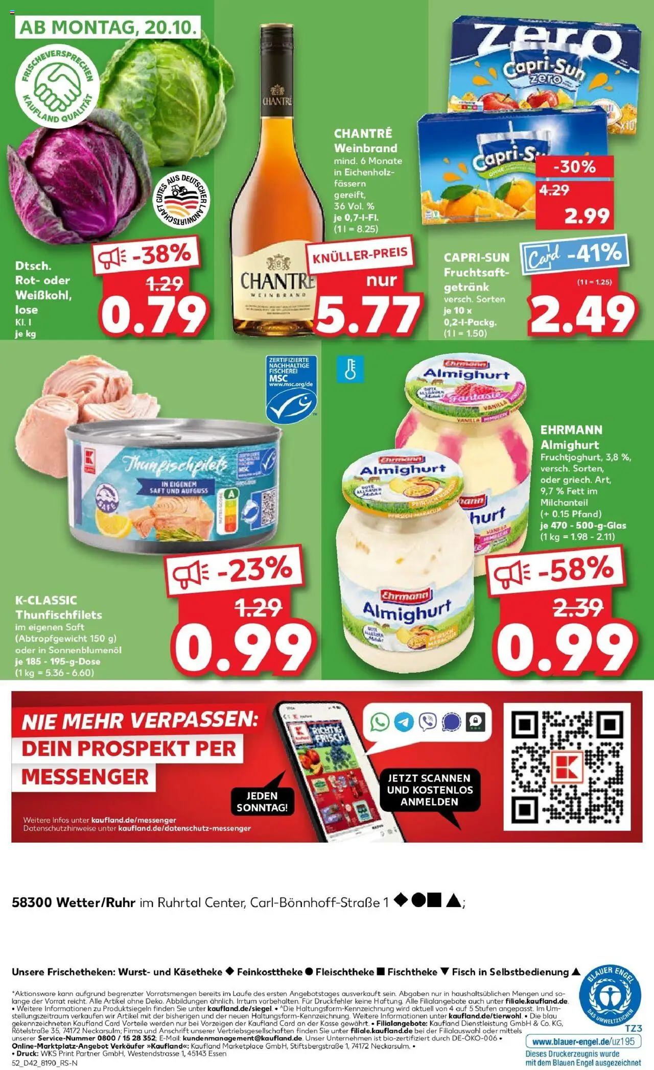 Kaufland prospekt Wetter (Ruhr)	 – gültig ab 15.10.2025 | Seite: 52 | Produkte: Ehrmann almighurt, Sonnenblumenol, Saft, Fruchtsaft