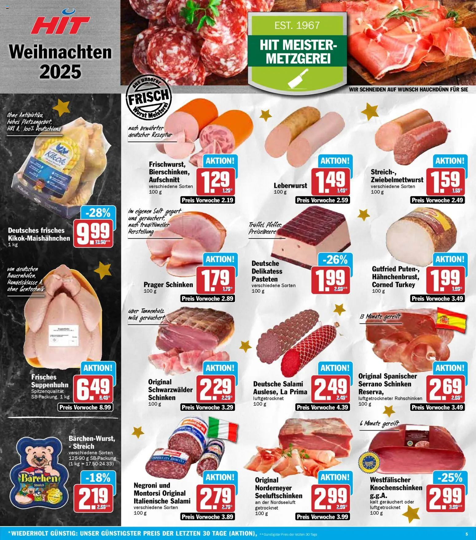 HIT Prospekt 	 – gültig ab 01.12.2025 | Seite: 5 | Produkte: Pfeffer, Salami, Schinken, Saft