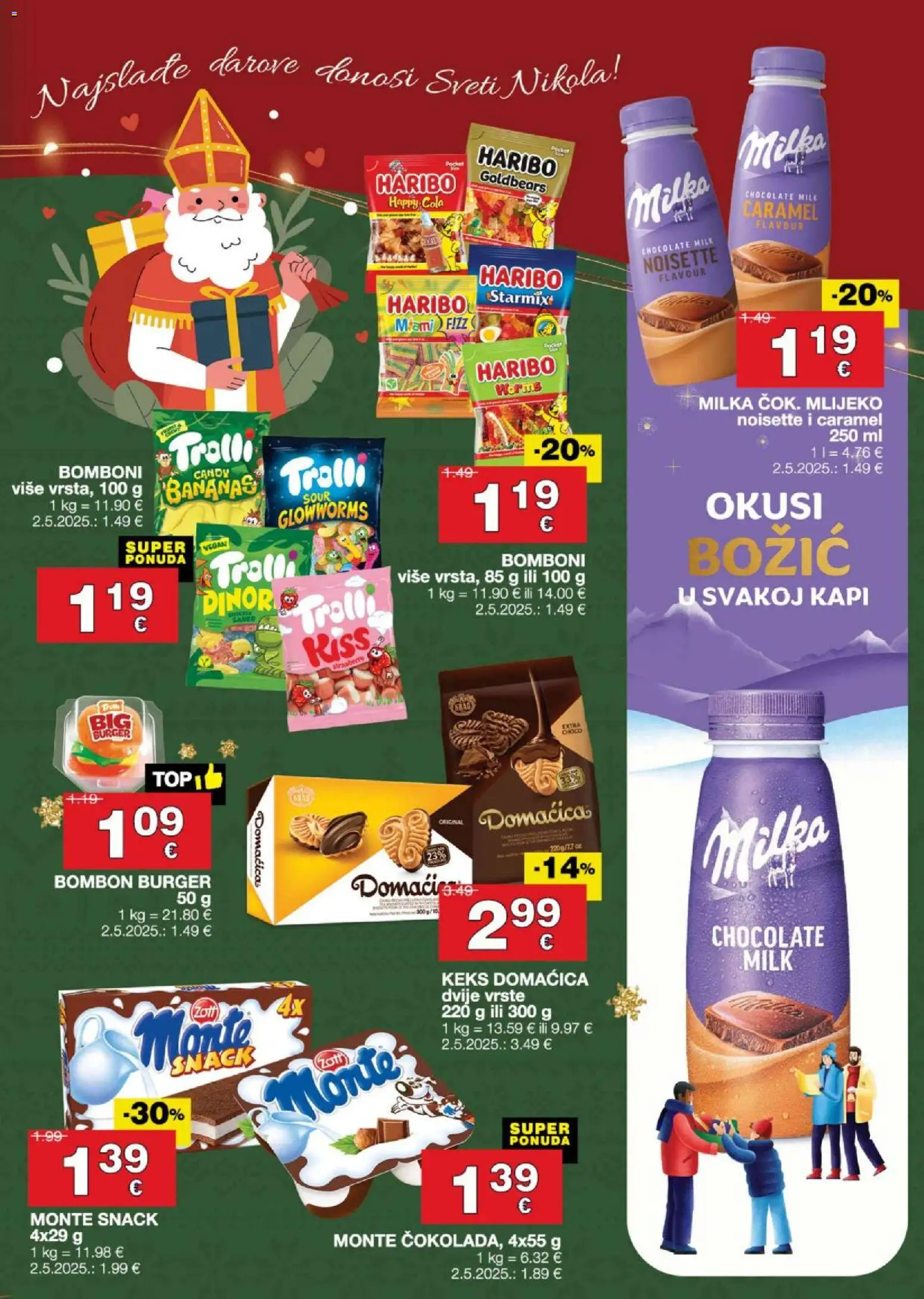 Stanić Diskont katalog | vrijedi od 27.11.2025 | Stranica: 9 | Proizvodi: Mlijeko, Bomboni, Keks, Milka