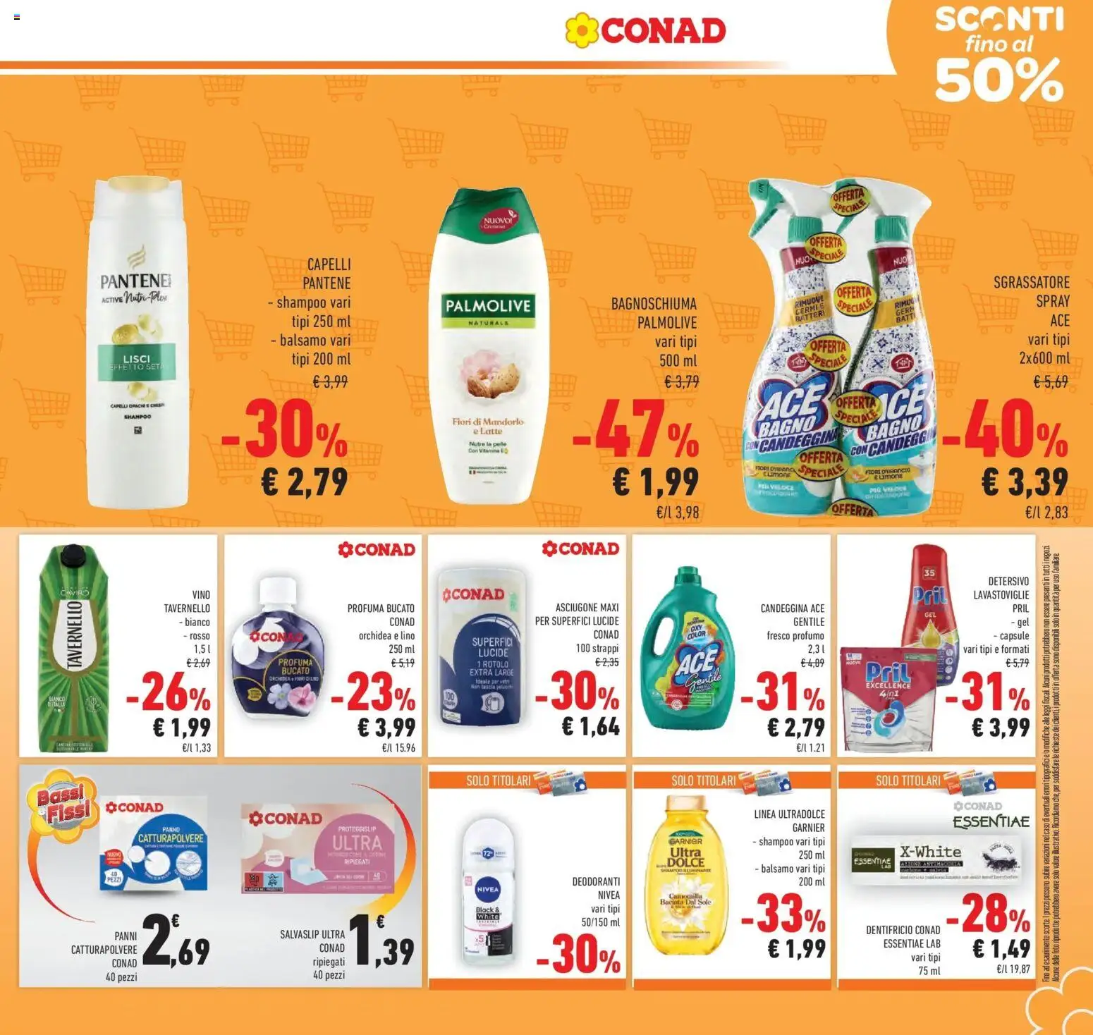 Volantino Conad del 14.01.2026 | Pagina: 13 | Prodotti: Shampoo, Bagnoschiuma, Latte, Lavastoviglie