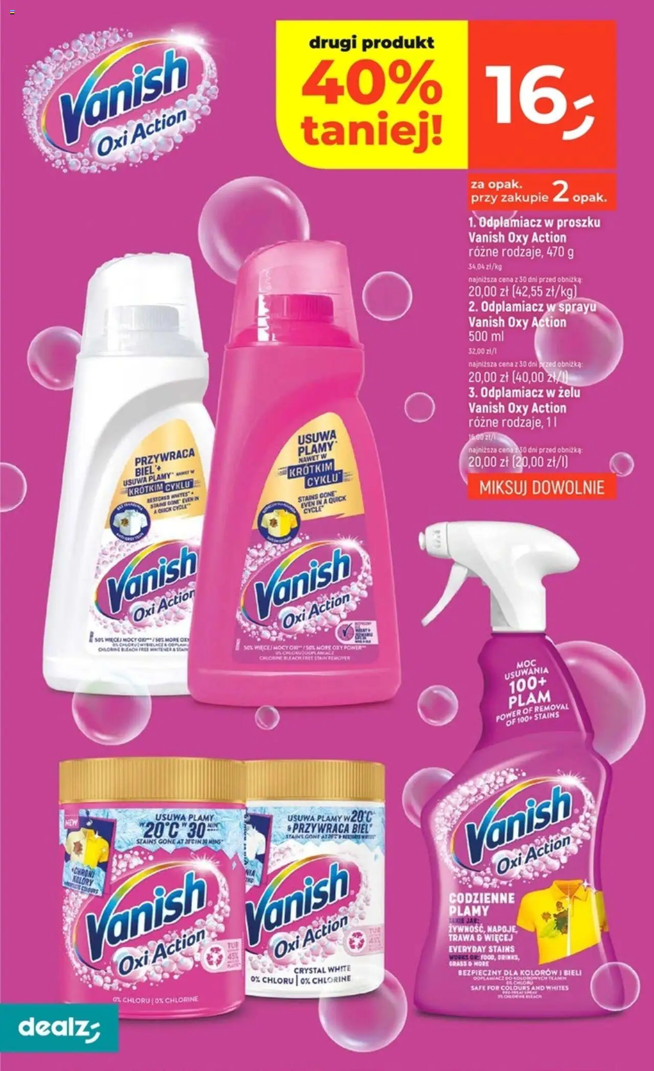 Dealz Gazetka od 16.10.2025 | Strona: 20 | Produkty: Vanish, Oxy, Odplamiacz