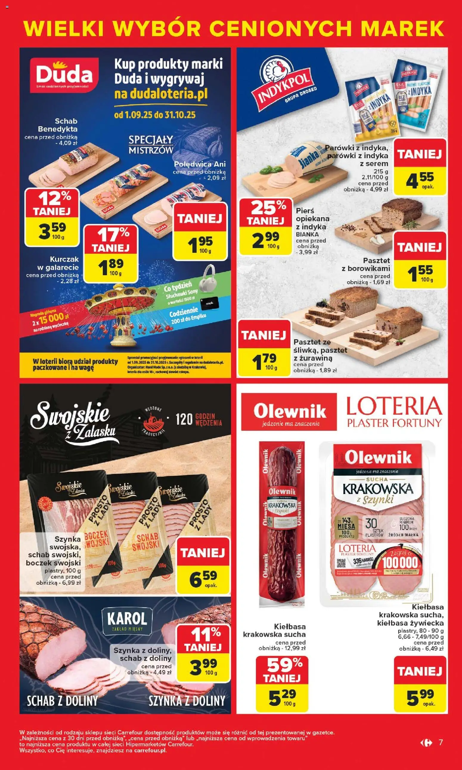 Carrefour Gazetka - Markowe atrakcje cenowe od 27.10.2025 | Strona: 9 | Produkty: Kiełbasa, Słuchawki, Parówki, Kiełbasa krakowska