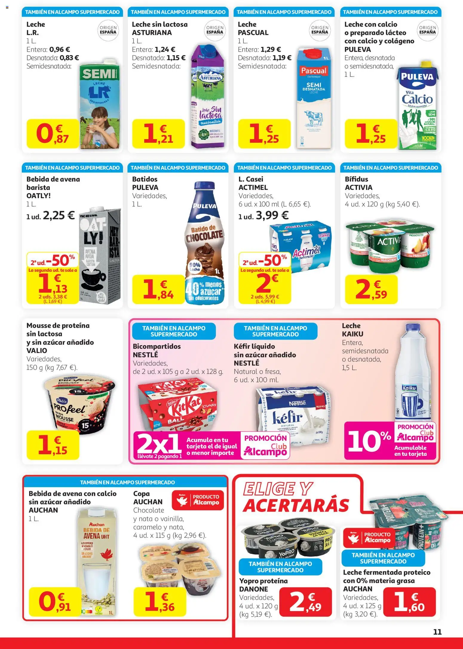 Alcampo -  HG Nacional Unificado │ válido desde el 29.01.2026 | Página: 11 | Productos: Leche sin lactosa, Mousse, Chocolate, Té