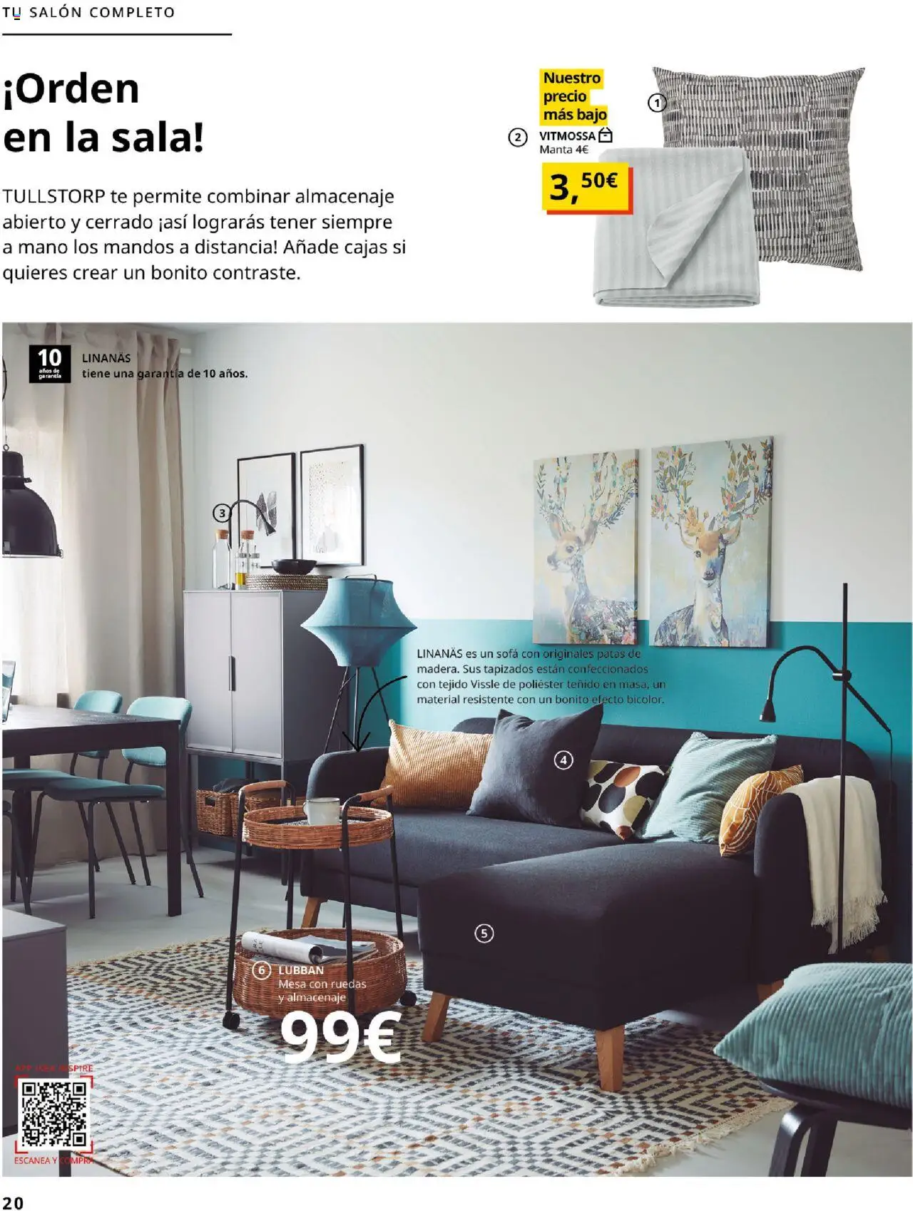 Catálogo IKEA Salones │ válido desde el 17.02.2025 | Página: 20 | Productos: Manta, Almacenaje, Sofá, Mesa