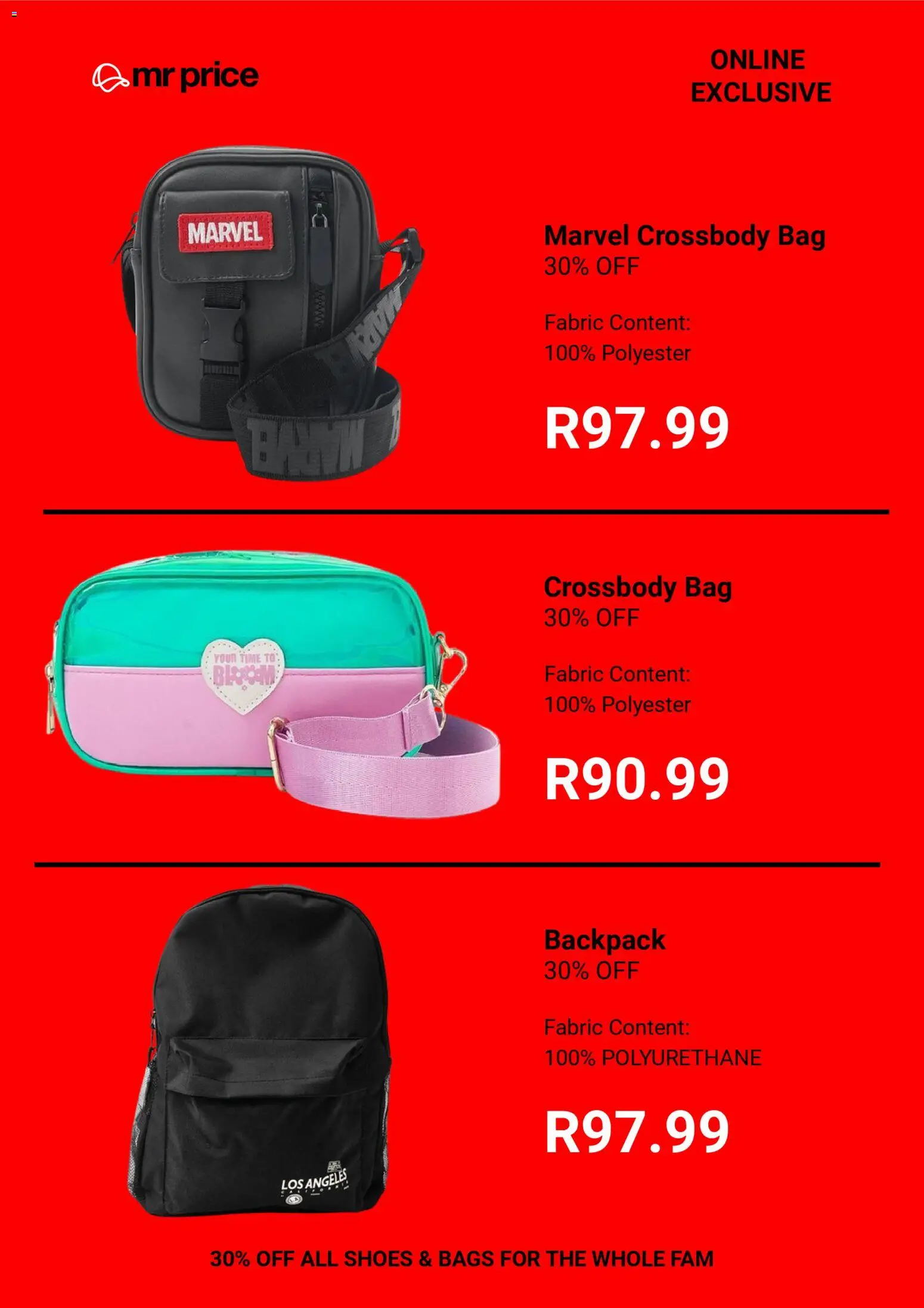 New Mr Price catalogue – valid from 24.11.2025 | Page: 5 | Products: Backpack, Bag