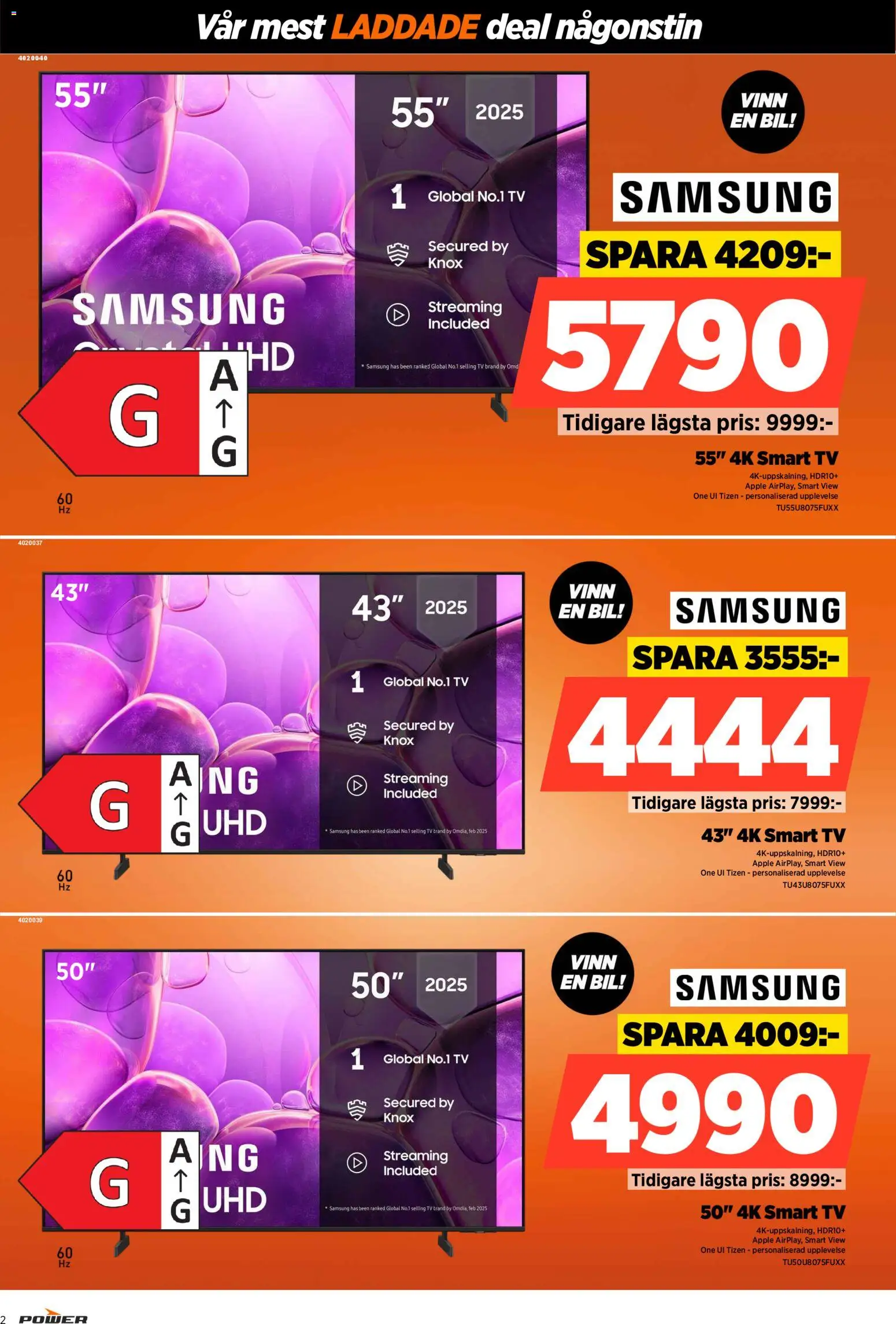 Power reklamblad aktuell från 10.11.2025 | Sida: 2 | Produkter: Äpple, Smart tv, Tv
