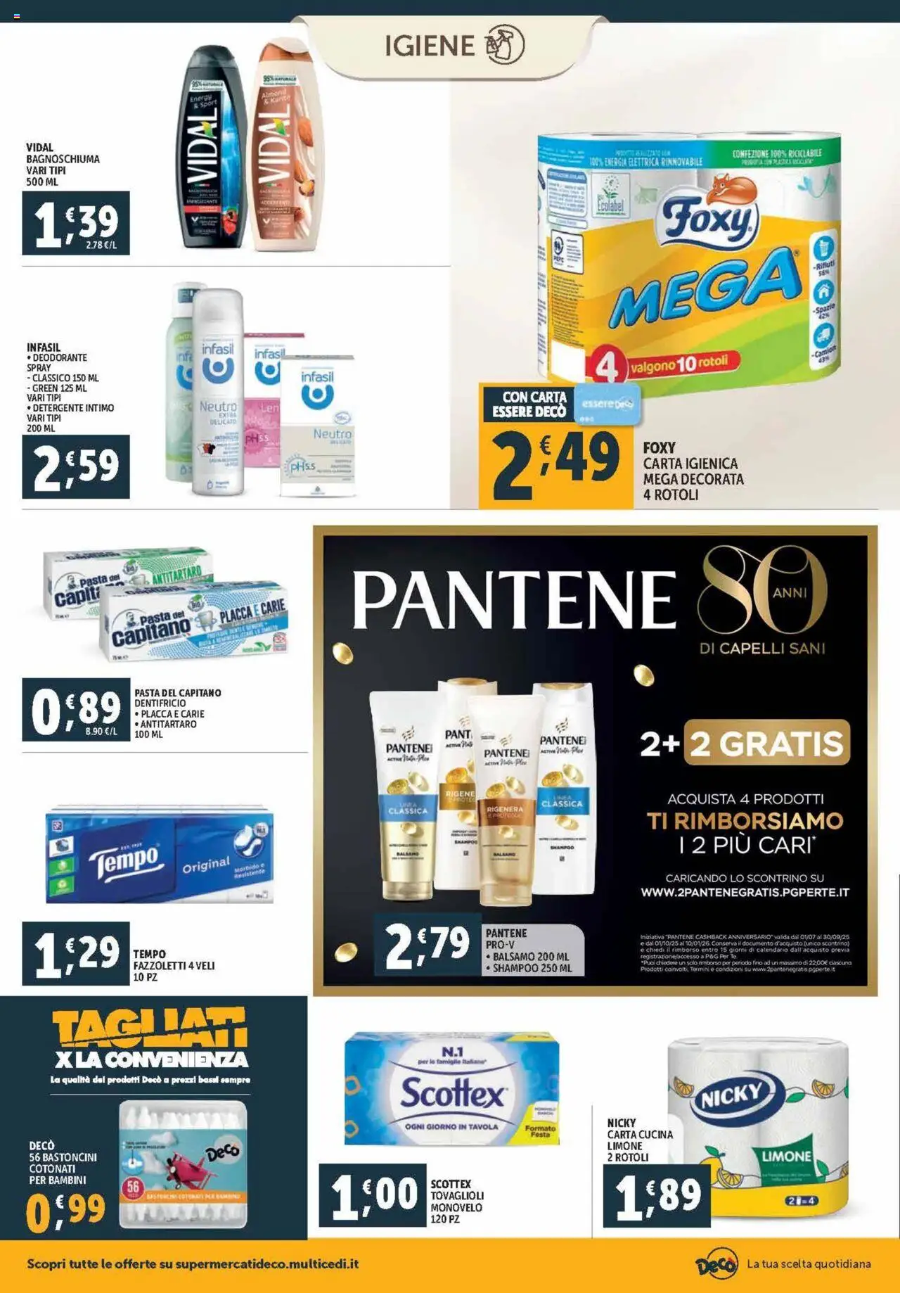 Volantino Decò del 03.10.2025 | Pagina: 18 | Prodotti: Bagnoschiuma, Deodorante, Dentifricio, Fazzoletti