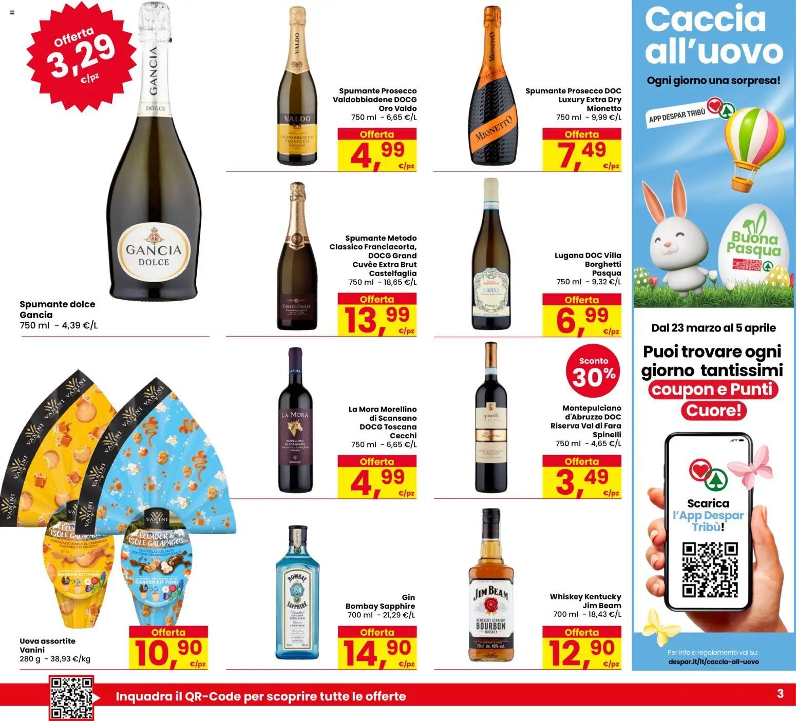 Volantino Despar del 26.03.2026 | Pagina: 3 | Prodotti: Uova, Cioccolato, Latte, Spumante