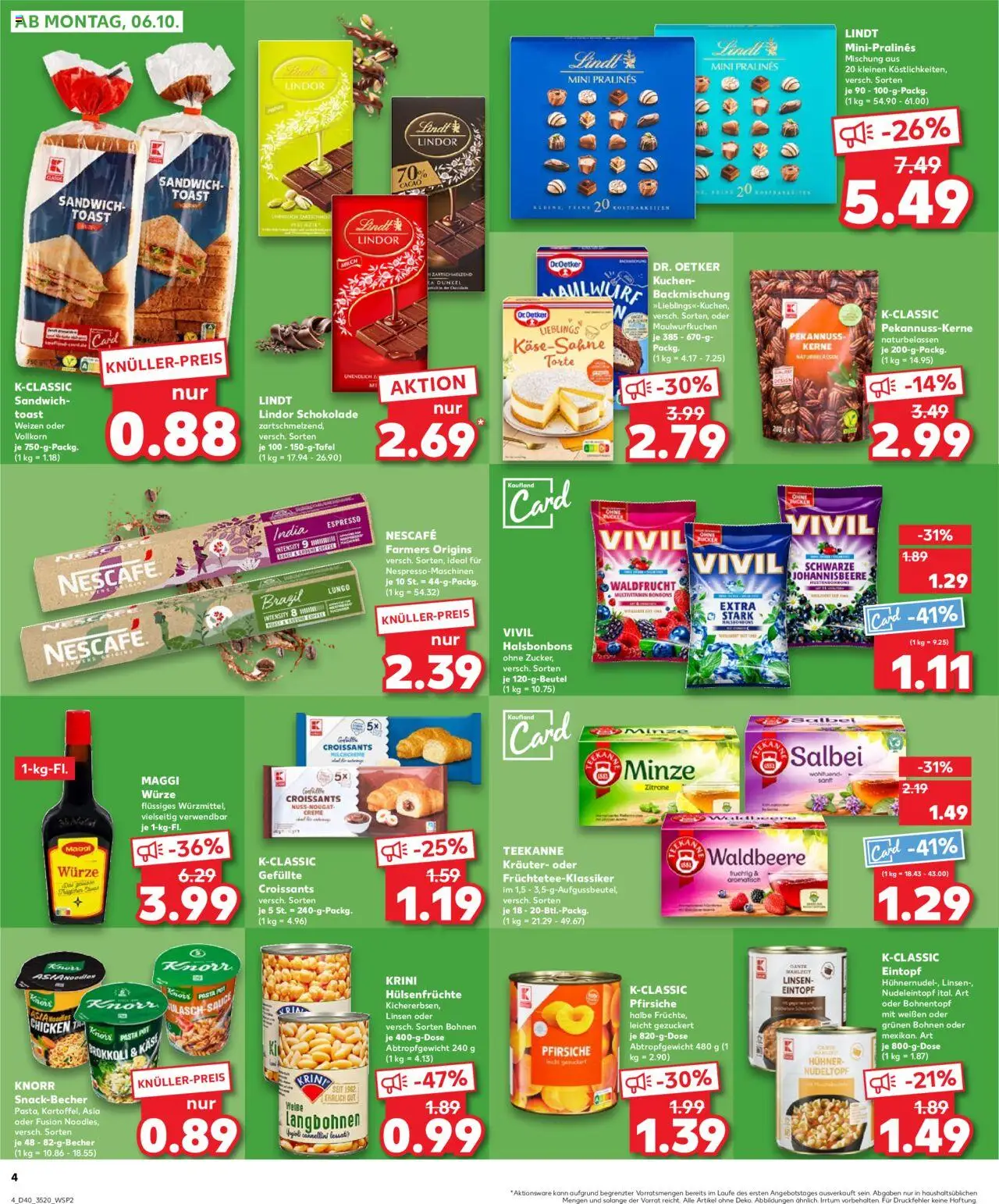 Kaufland prospekt Berlin	 – gültig ab 05.10.2025 | Seite: 4 | Produkte: Toast, Pistazien, Pasta, Kuchen