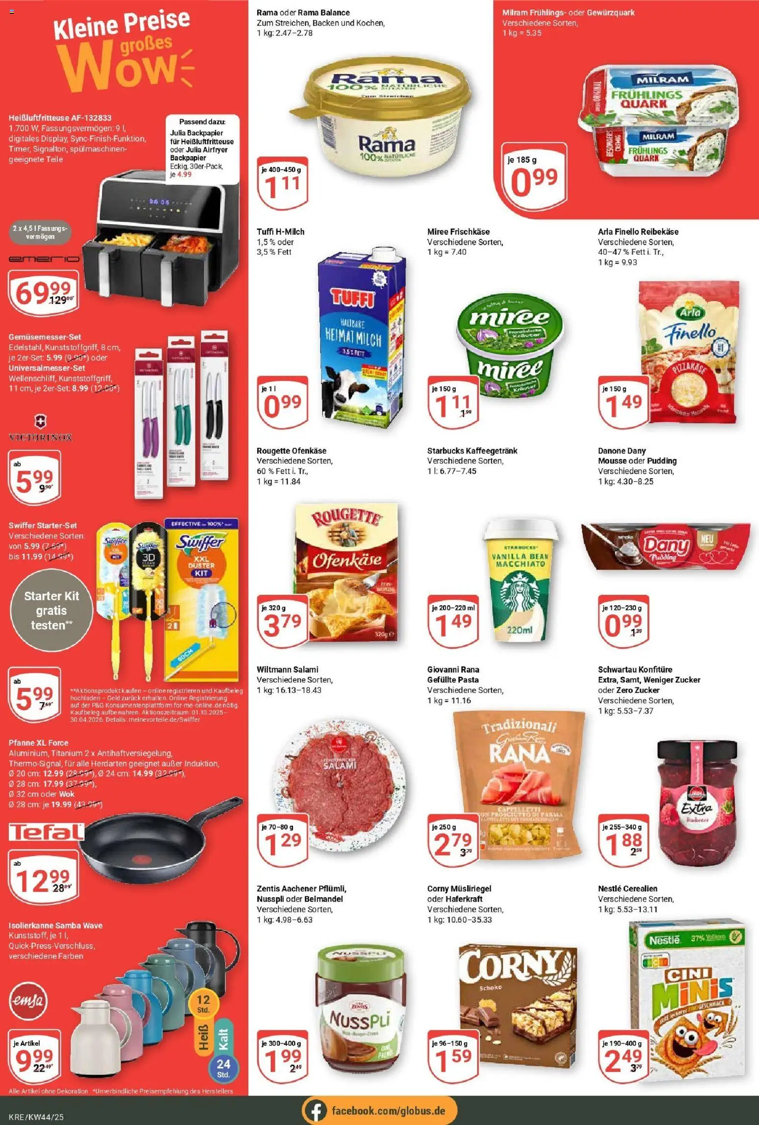 Globus prospekt Krefeld	 – gültig ab 26.10.2025 | Seite: 4 | Produkte: Rama, Rougette ofenkase, Pasta, Salami