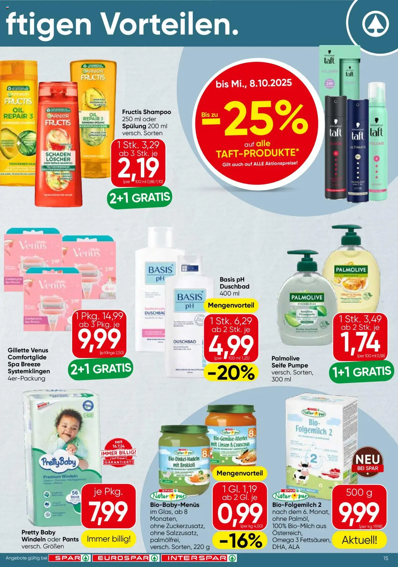 Spar Flugblatt - Niederösterreich gültig ab 02.10.2025 | Seite: 15 | Produkte: Shampoo, Spülung, Seife