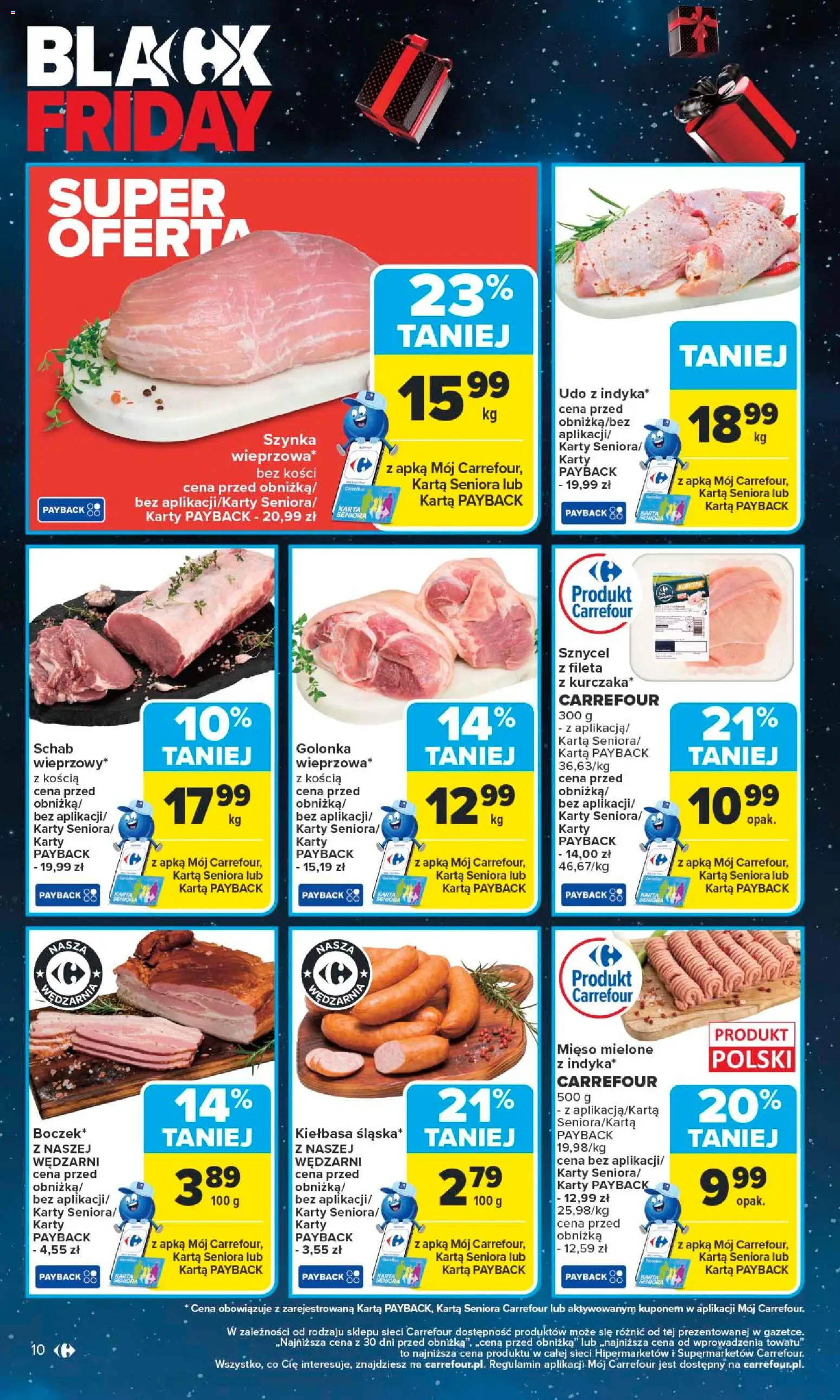 Carrefour Black Friday od 24.11.2025 | Strona: 10 | Produkty: Schab, Mięso, Mięso mielone, Szynka